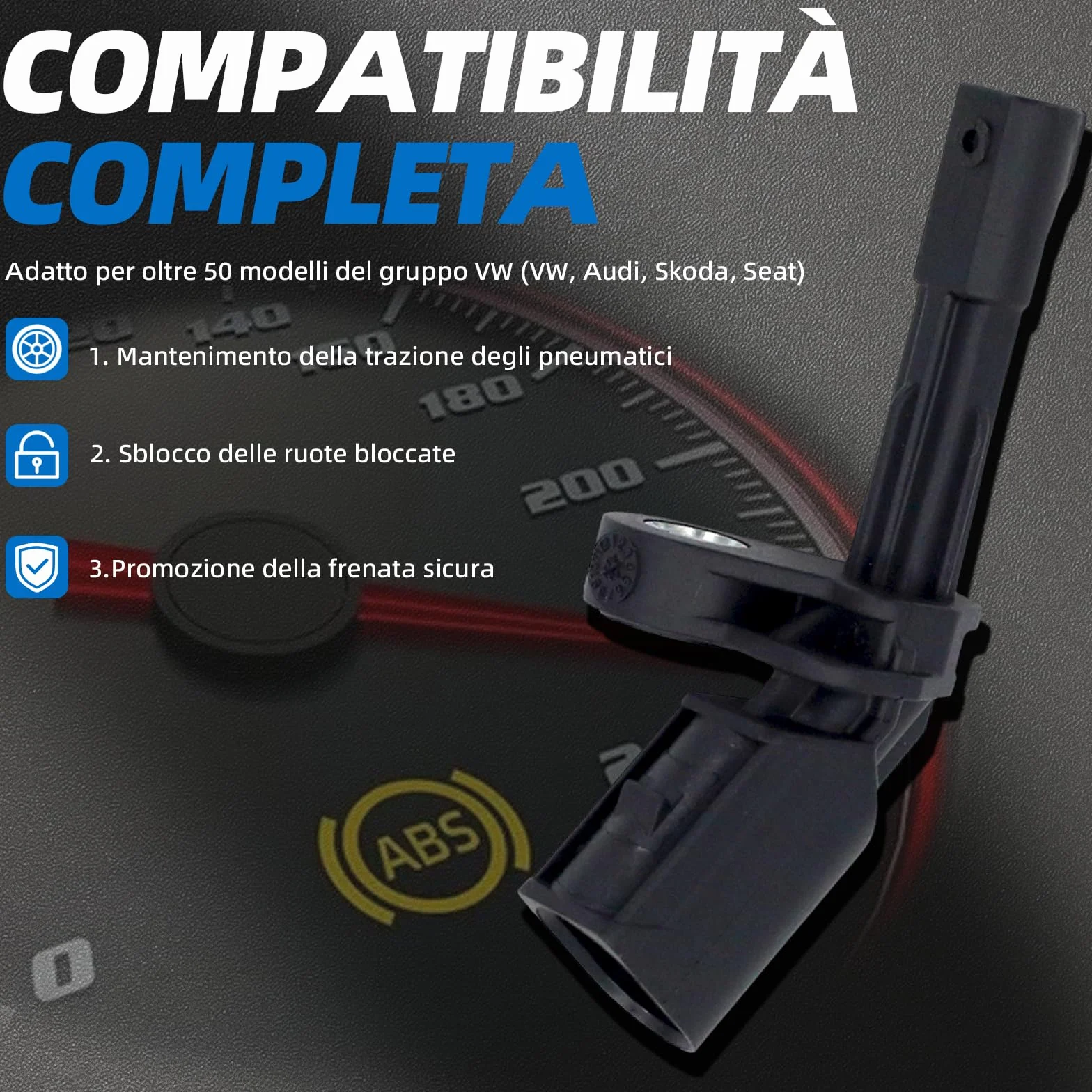Sensore di velocità ABS anteriore posteriore sinistro destro compatibile con VW Golf V VI Audi A3 8P Skoda Octavia 1Z VW Passat B7