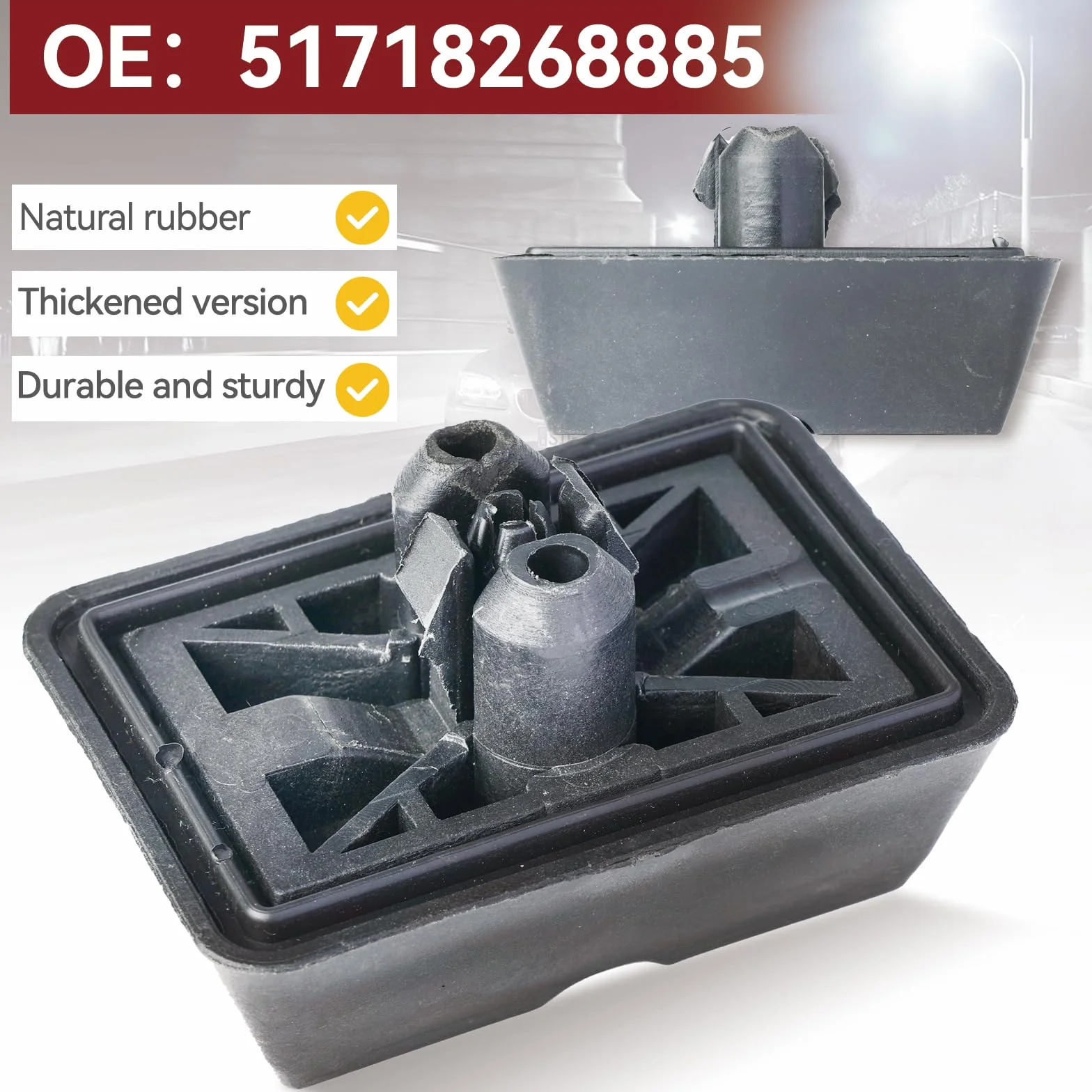 4 pezzi, cric anteriori e posteriori, rettangolari, in plastica, con supporto per veicoli, 51718268885 per BMW E36 E46 E63 E64 E65 (4 pezzi)
