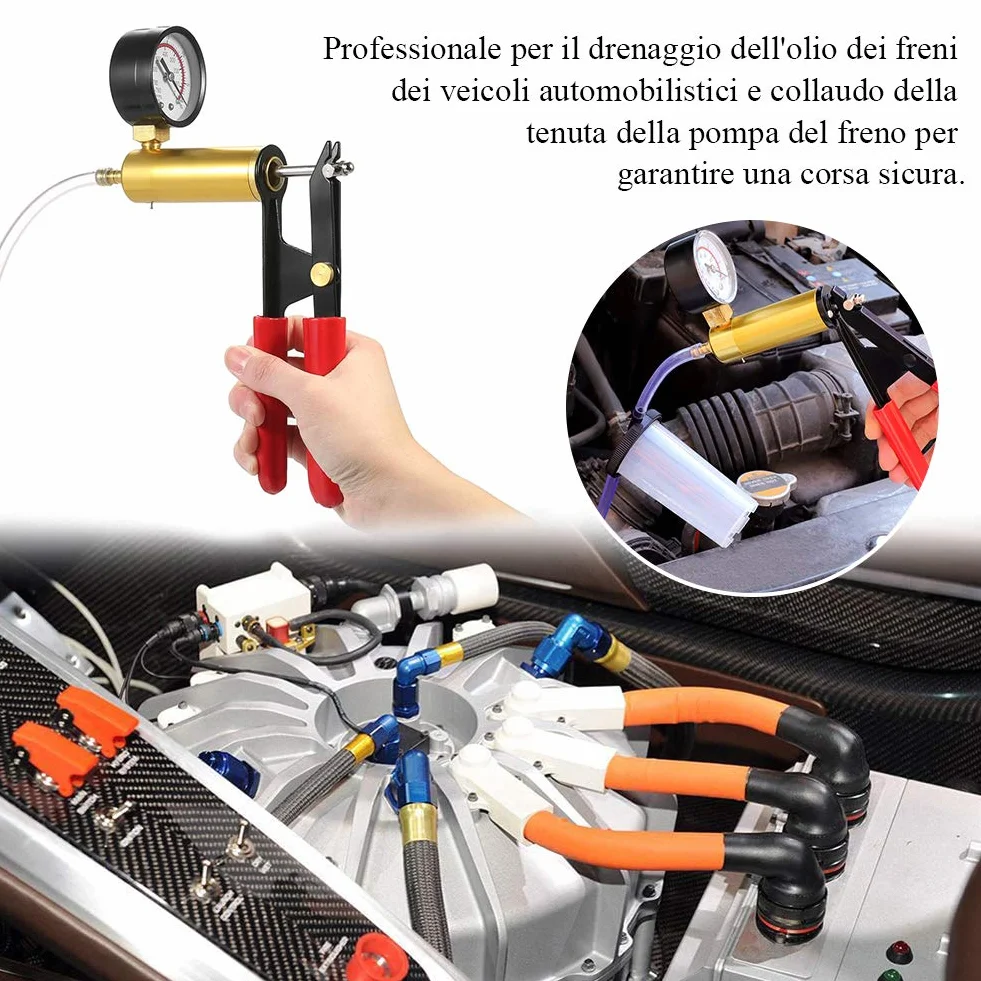 Kit Spurgo Freni 17pcs Tester Pompe a Vuoto per Autoveicoli