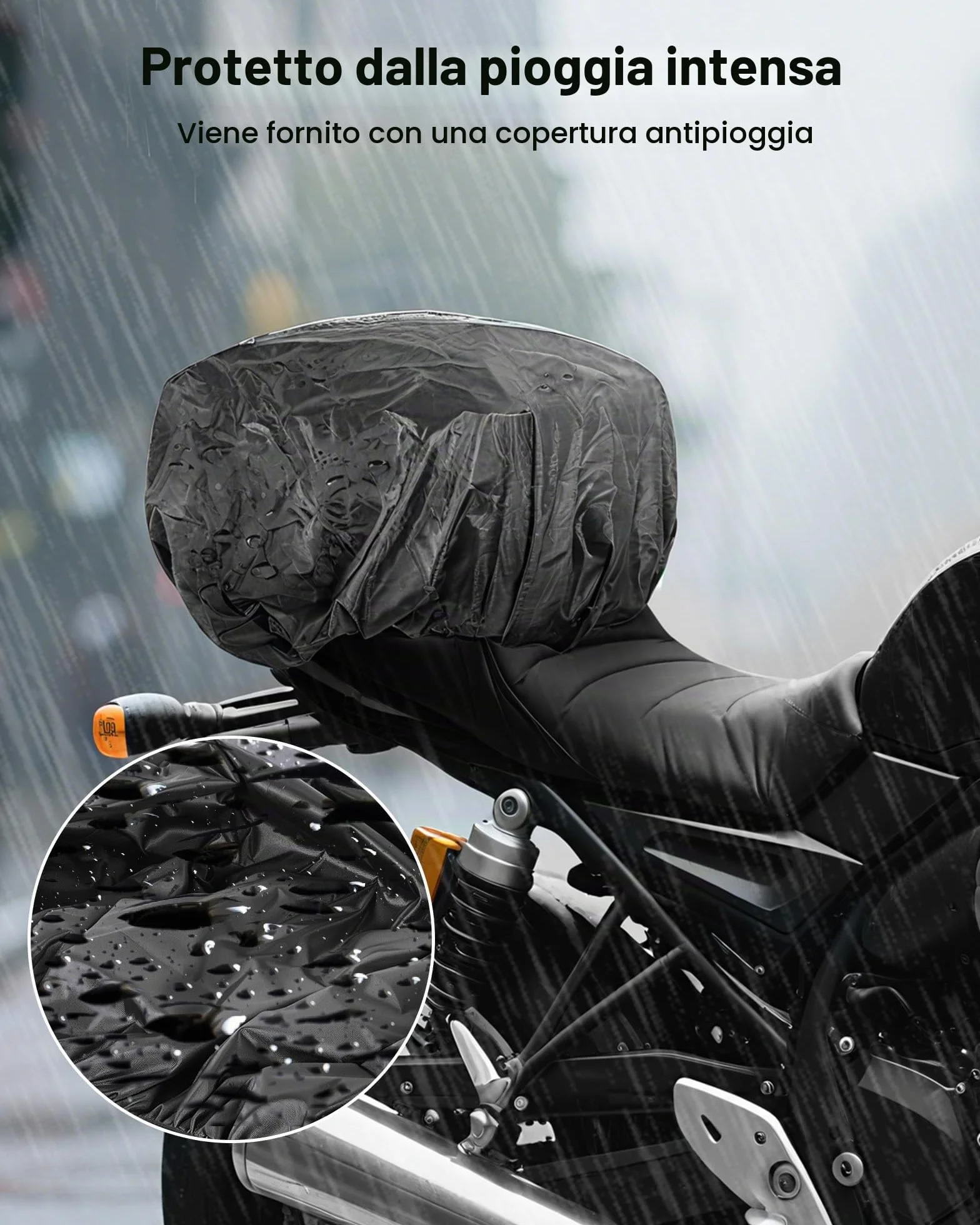 VEVOR Borsa Posteriore per Moto, Espandibile 10 L, Impermeabile, Antipioggia, Zaino, Tracolle, Tasca, Nero