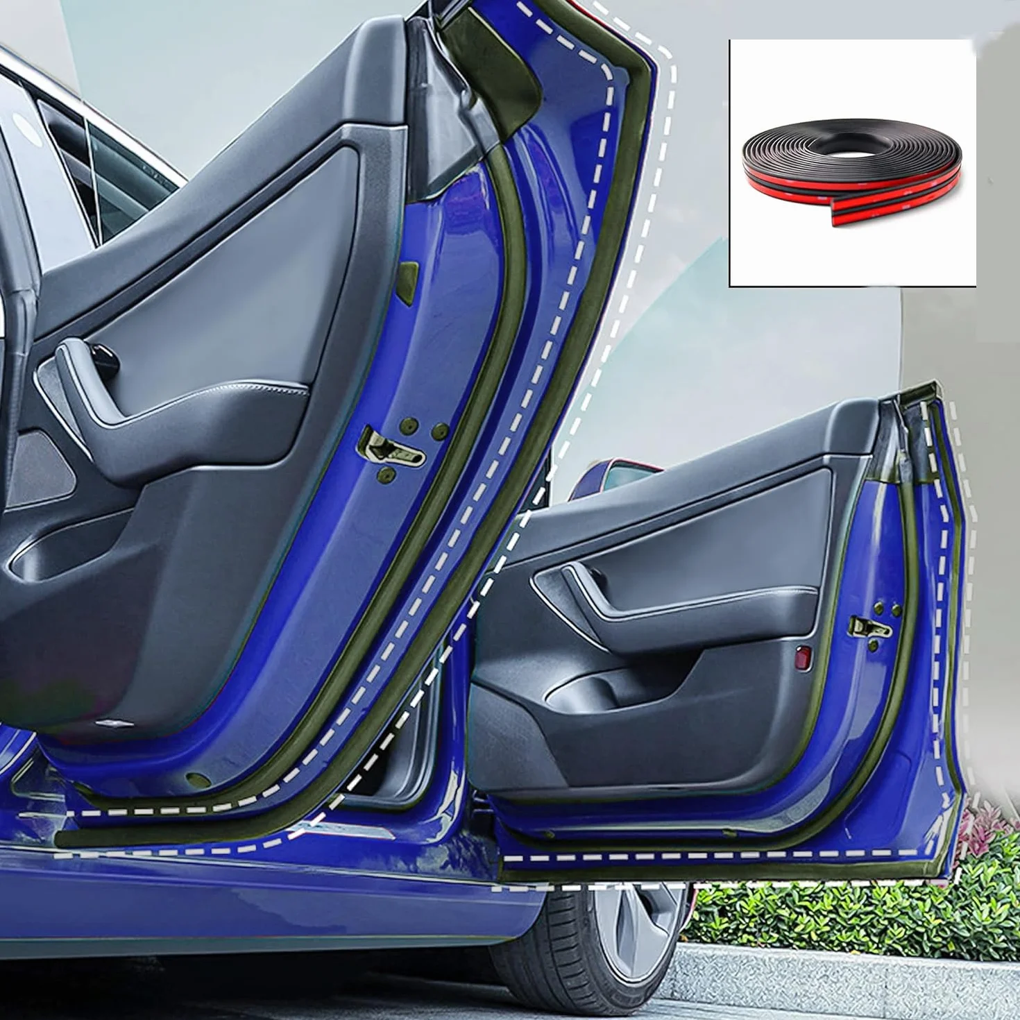 Kit Guarnizioni per Porte per Tesla Model 3 2016-2023, Striscia di Gomma Insonorizzante per porte e finestre per auto, Striscia di Tenuta in Gomma per Cavi Meteorologici per Model 3