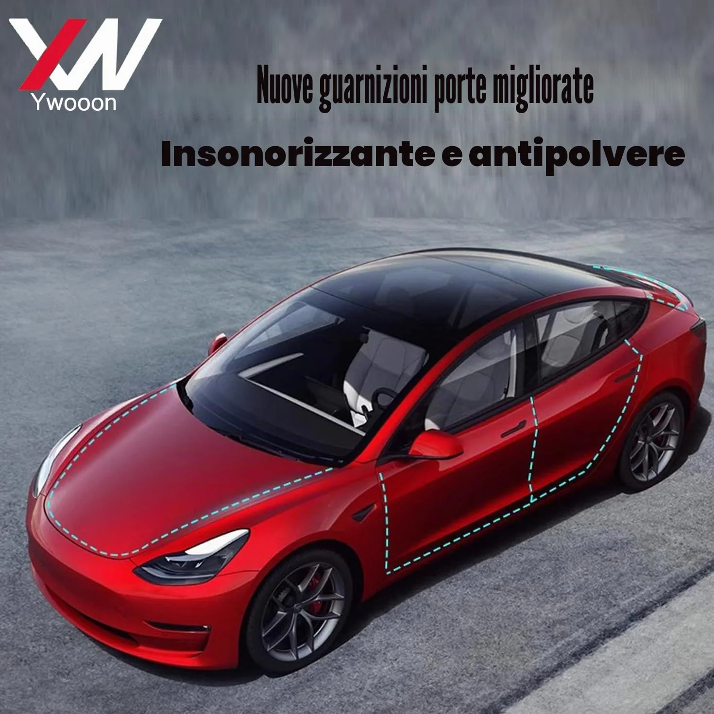 Kit Guarnizioni per Porte per Tesla Model 3 2016-2023, Striscia di Gomma Insonorizzante per porte e finestre per auto, Striscia di Tenuta in Gomma per Cavi Meteorologici per Model 3