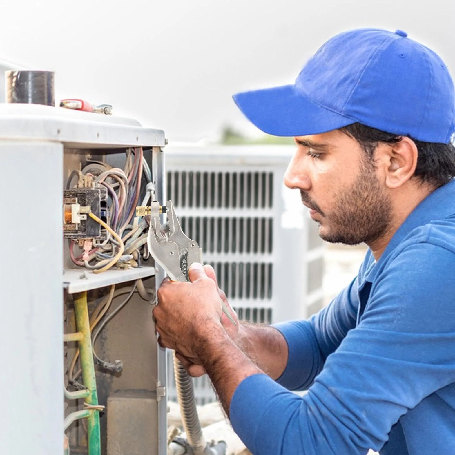 Pinze per perforazione HVAC - Strumenti di riparazione del condizionatore d'aria, strumento di perforazione per recupero del refrigerante | Pinze di bloccaggio del tubo del refrigerante per recup