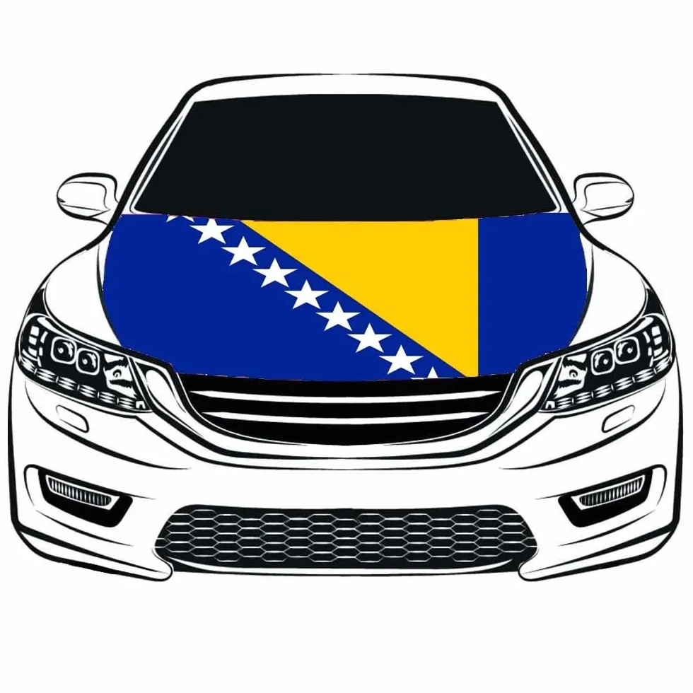Moda Protezione Cofano Bandiera Bosnia Ed Erzegovina - Copri Cofano Auto 3.3×5Ft Tessuti Elastici
