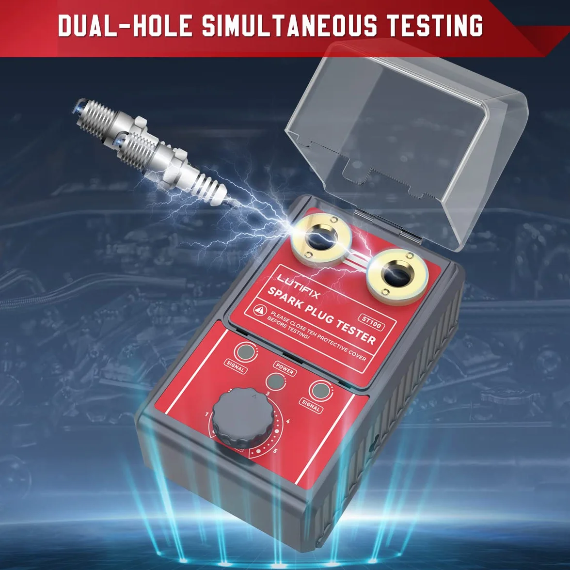 Tester per candele analizzatore di sistema a doppio foro 0-6000 giri/min per autoveicoli