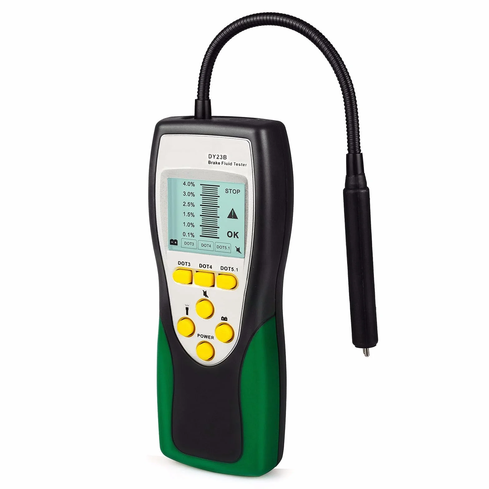 Tester Fluido Freni Auto DOT3 DOT4 DOT5.1 Display LCD 2.2" Brake Fluid Tester con Sonda 250 mm