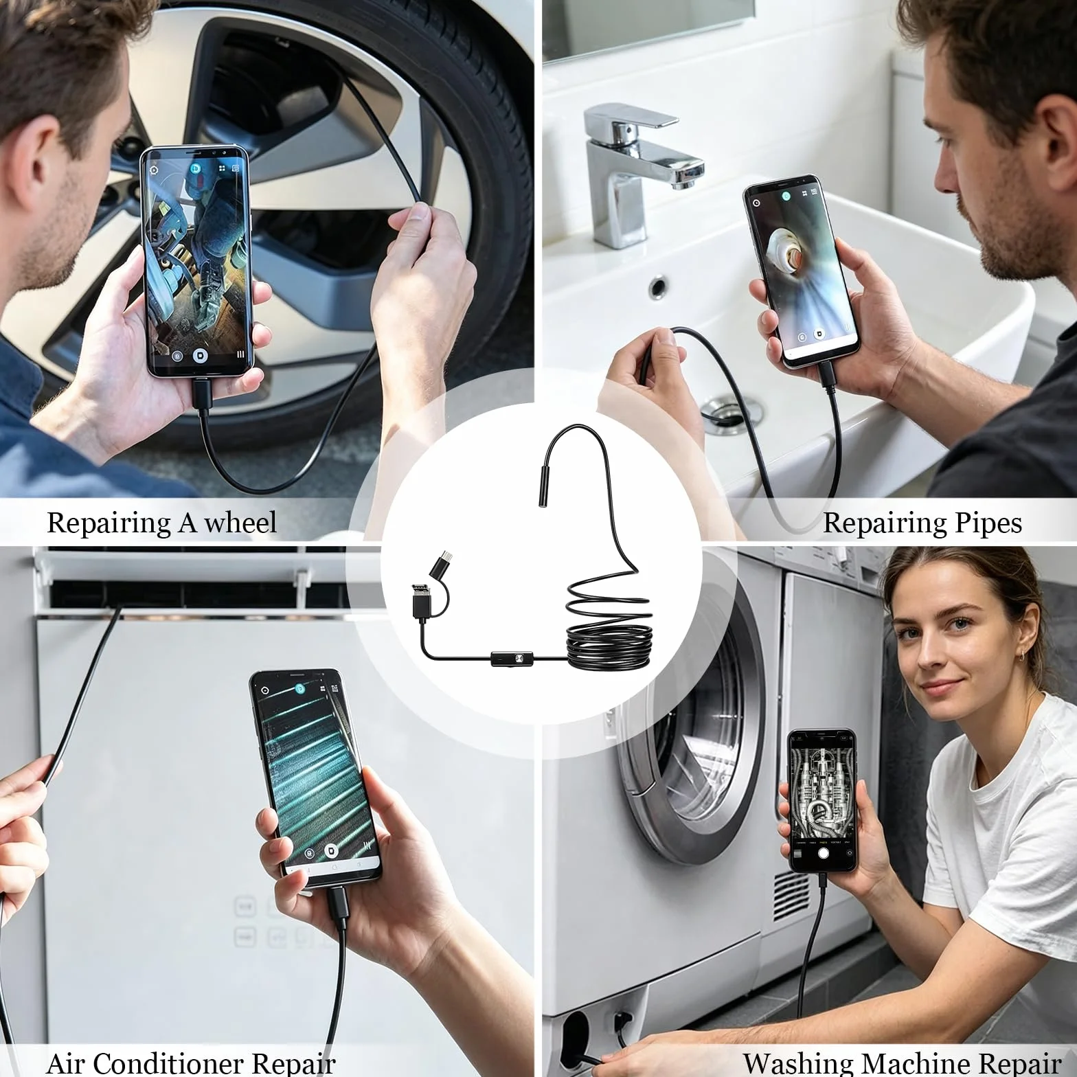 Endoscopio per Smartphone 1920P HD IP67 Impermeabile Cavo 5M Android iOS