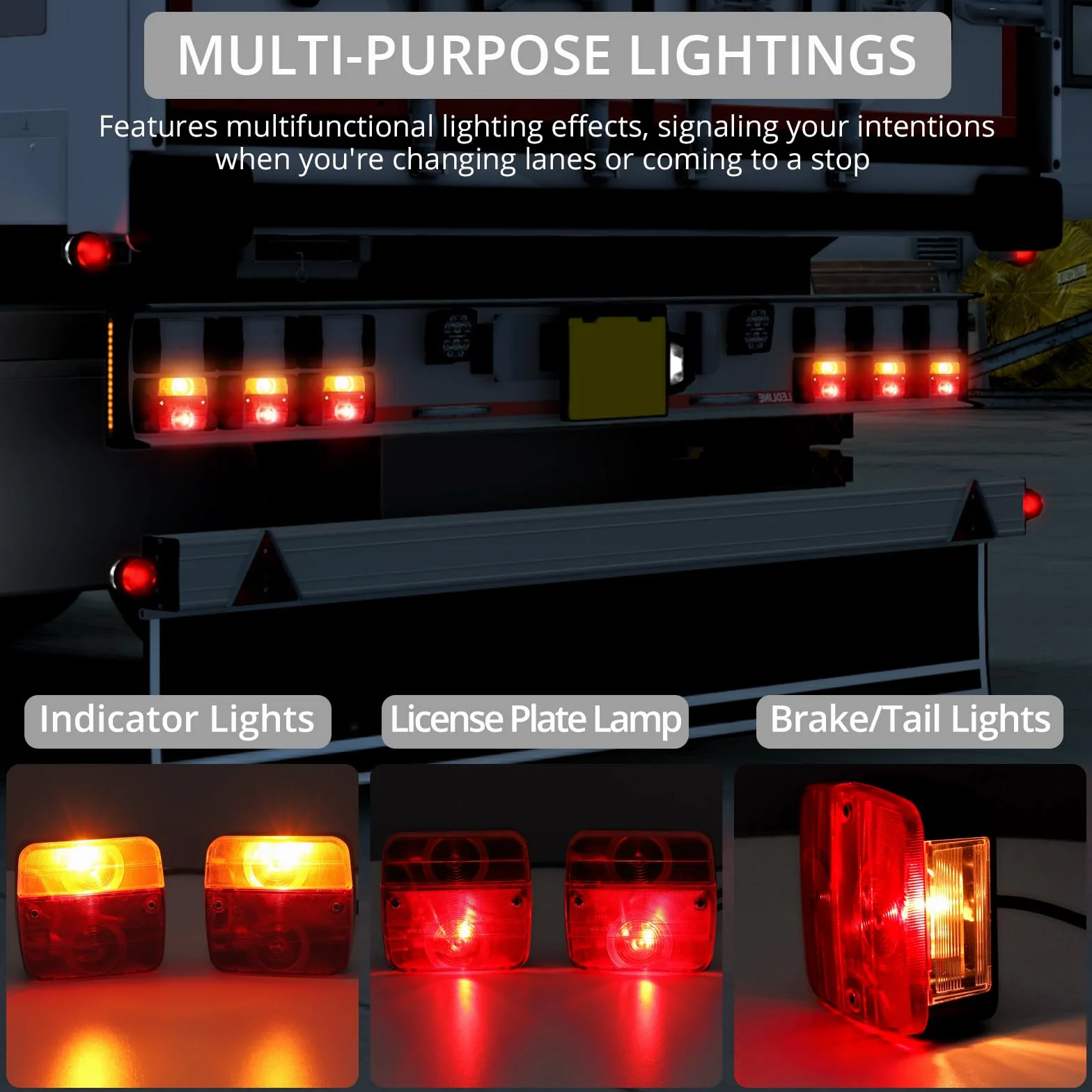 Justech 2 Pezzi Luci Posteriori Super Luminoso 12V Luci Posteriore del Rimorchio con E-mark Set Fanali Posteriori Impermeabile IP65 con Cavo da 7,5 m Fanali LED Rimorchio 21W con Montato a Vite