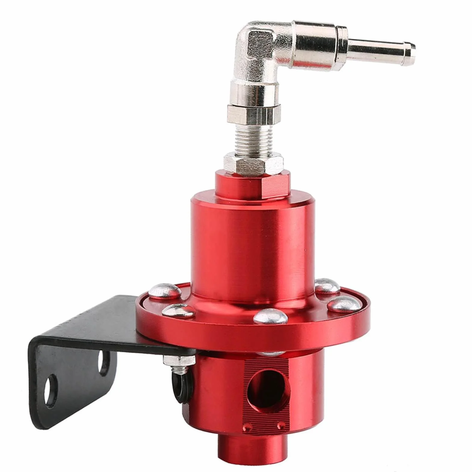 Yctze Regolatore Pressione Benzina - Componenti di distribuzione ricambi Auto Regolatore di Pressione del Carburante FPR Regolabile in Alluminio Universale con manometro per Auto Rossa