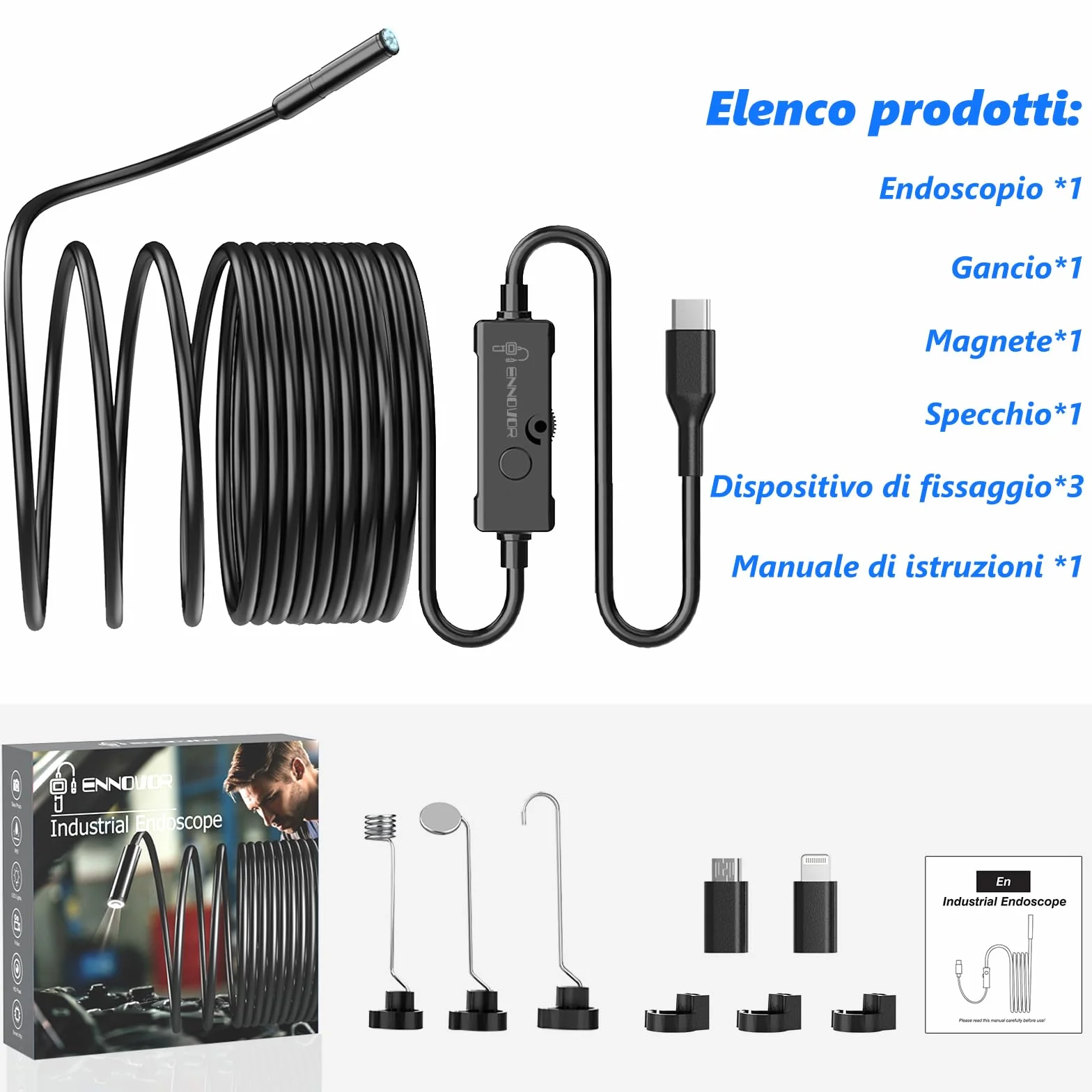 Telecamera di ispezione endoscopica 1920P IP67 impermeabile USB No WiFi per Android