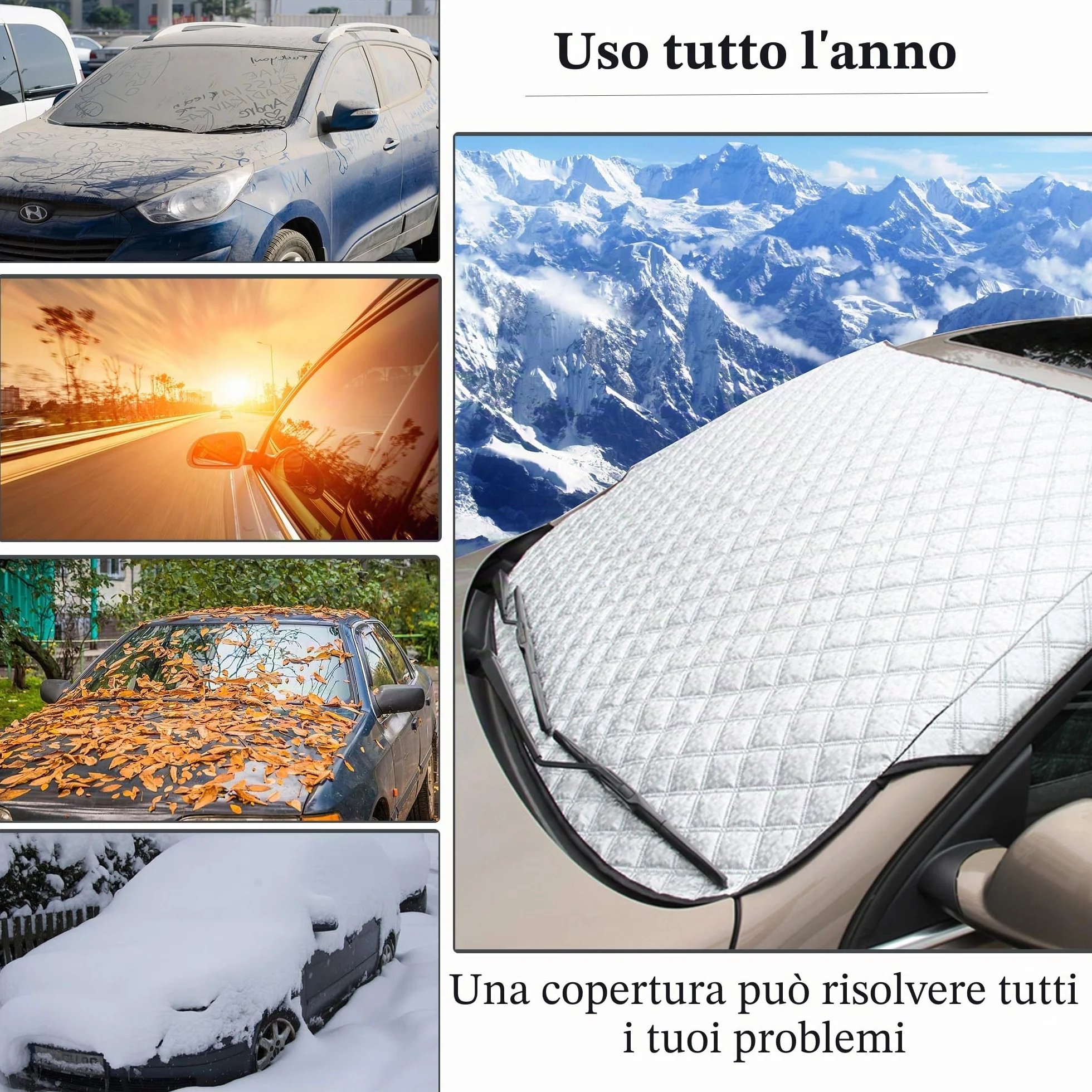 Copri Parabrezza Auto 4 Strati Ispessire Antighiaccio Ripiegabile Esterno
