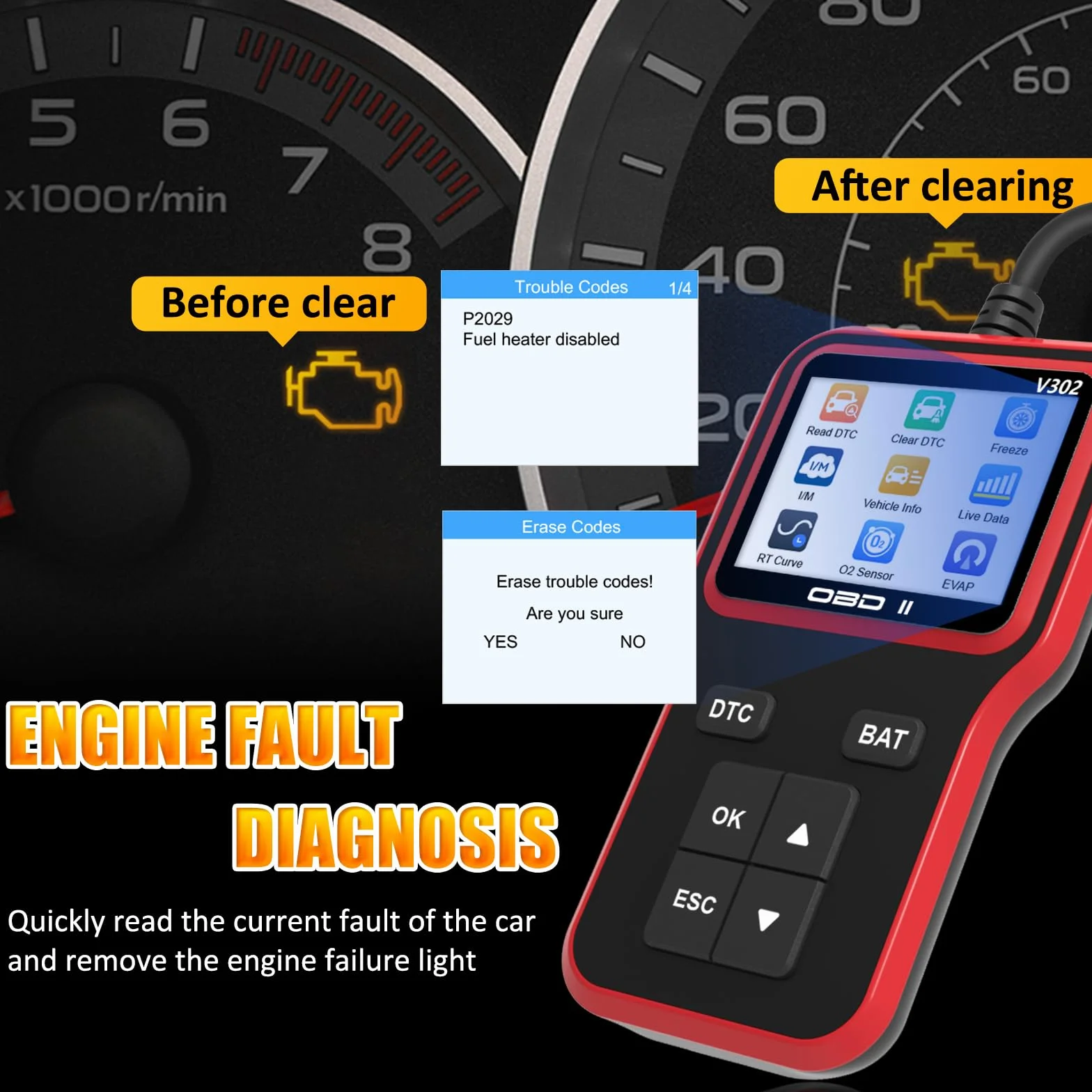 OBD2 Auto Diagnostica Diagnosi-auto Supporta più lingue Diagnostico OBD2 per Multimarca Lettore Errore Motore Auto con Funzioni OBD2 Professionale Diagnostica Per tutti i Veicoli OBDII