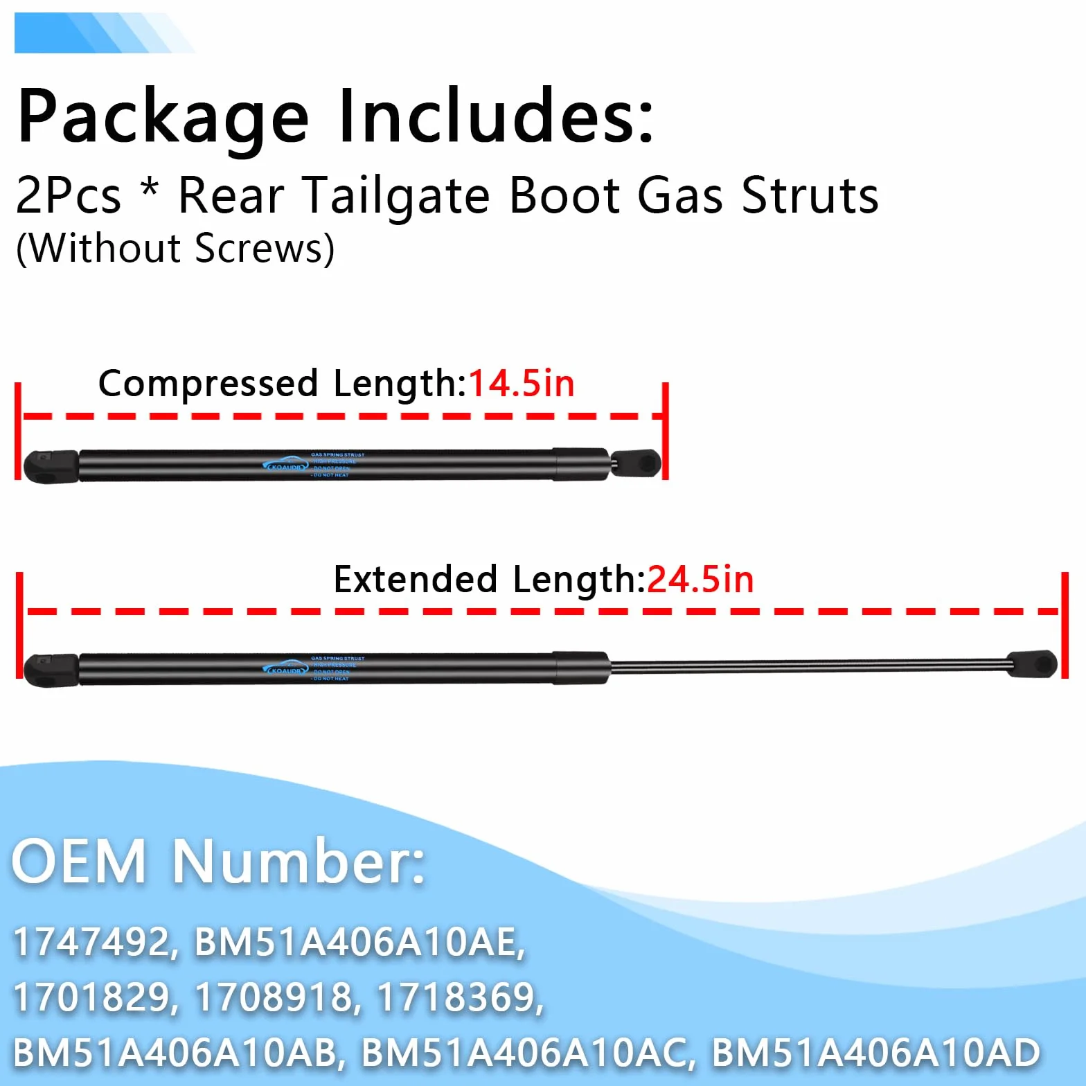 2x Molle a Gas Ammortizzatori Posteriori per Ford Focus MK3 2010-2018 Nero Pistoni Portellone Posteriore 385N 600MM Pistoni per Portellone Posteriore Sostituire #BM51A406A10AE