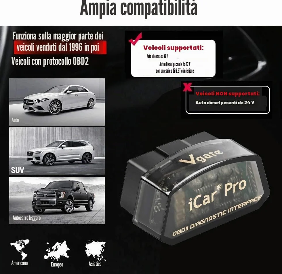 Vgate iCar Pro Bluetooth 4.0 BLE OBD2 Lettore di codici di guasto OBDII Scanner Auto Check Engine Light