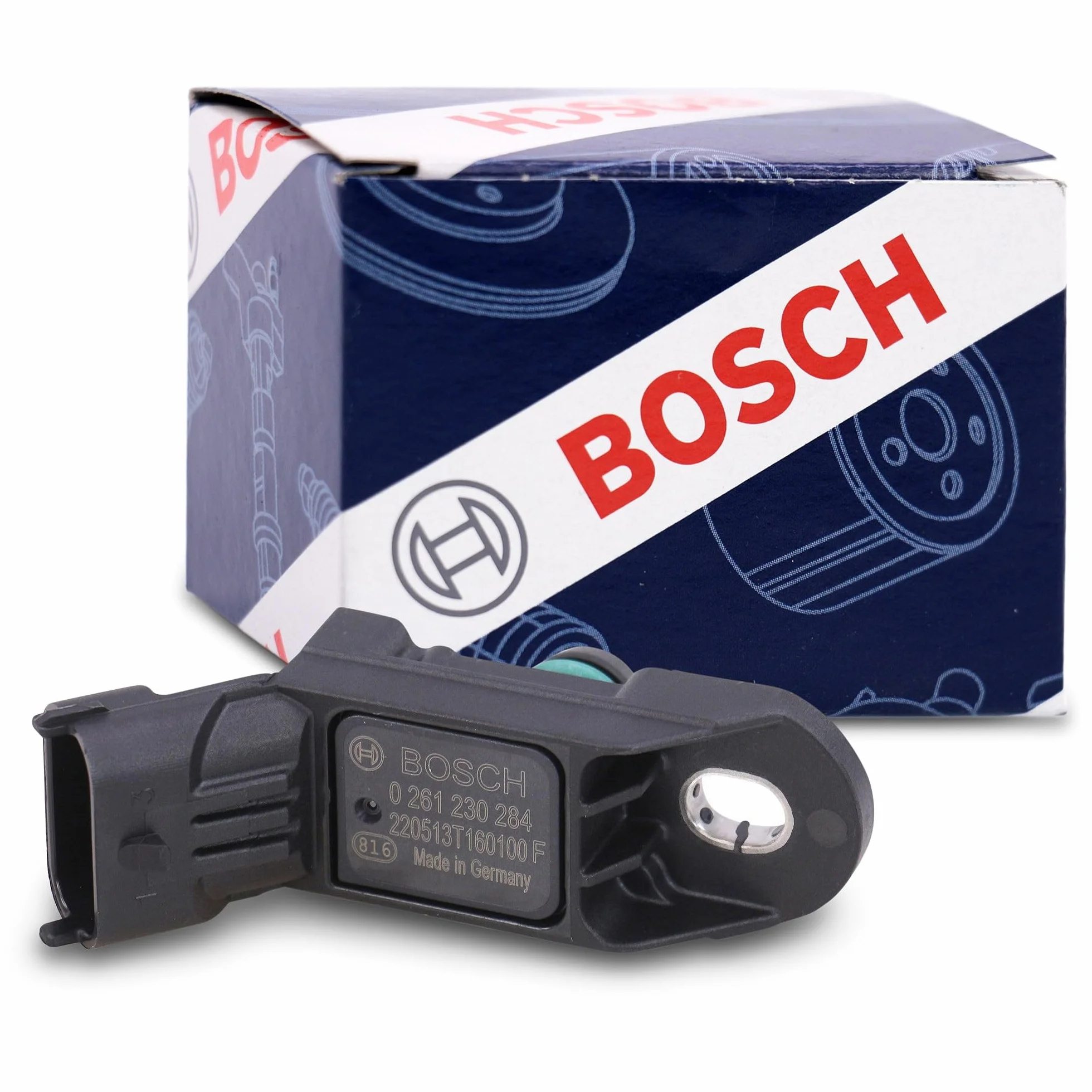 BOSCH Sensore, Pressione alimentazione 0261230284 Compatibile con: ABARTH 500/595 / 695, 500C / 595C / 695C, GRANDE PUNTO, ALFA ROMEO 147, 156, 156 Sportwagon, 166, GIULIETTA