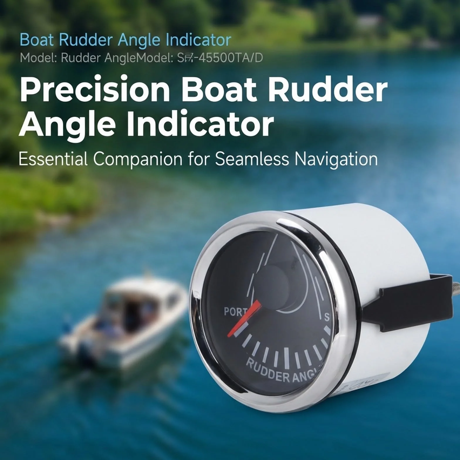 Indicatore Angolo Timone Barca 52mm, Segnale 0-190ohm, Voltaggio 9-32V, Quadrante con Retroilluminazione Rossa - Impermeabile IP67, Alta Precisione, Adatto a Yacht e Imbarcaz (Copertura argentata