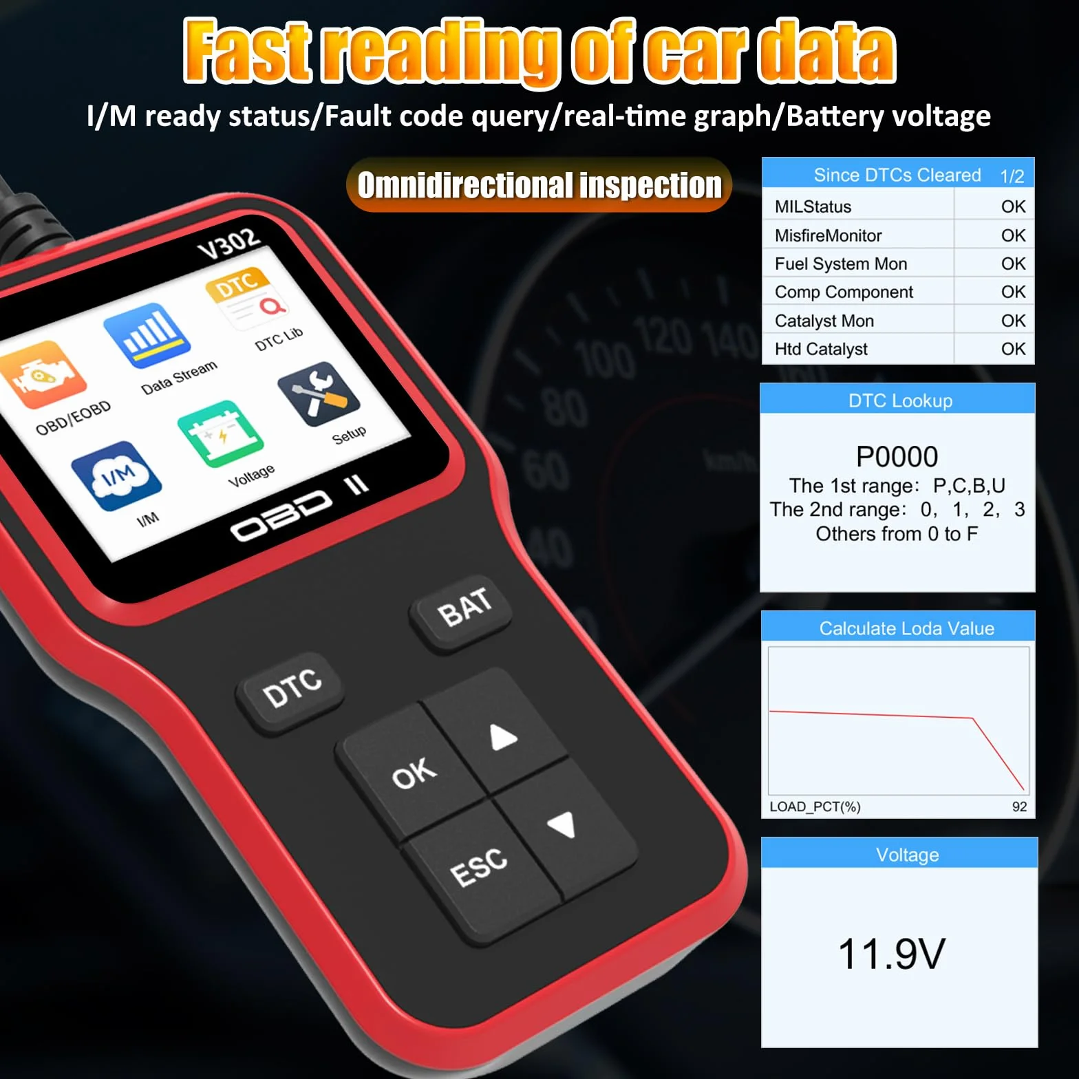 OBD2 Auto Diagnostica Diagnosi-auto Supporta più lingue Diagnostico OBD2 per Multimarca Lettore Errore Motore Auto con Funzioni OBD2 Professionale Diagnostica Per tutti i Veicoli OBDII