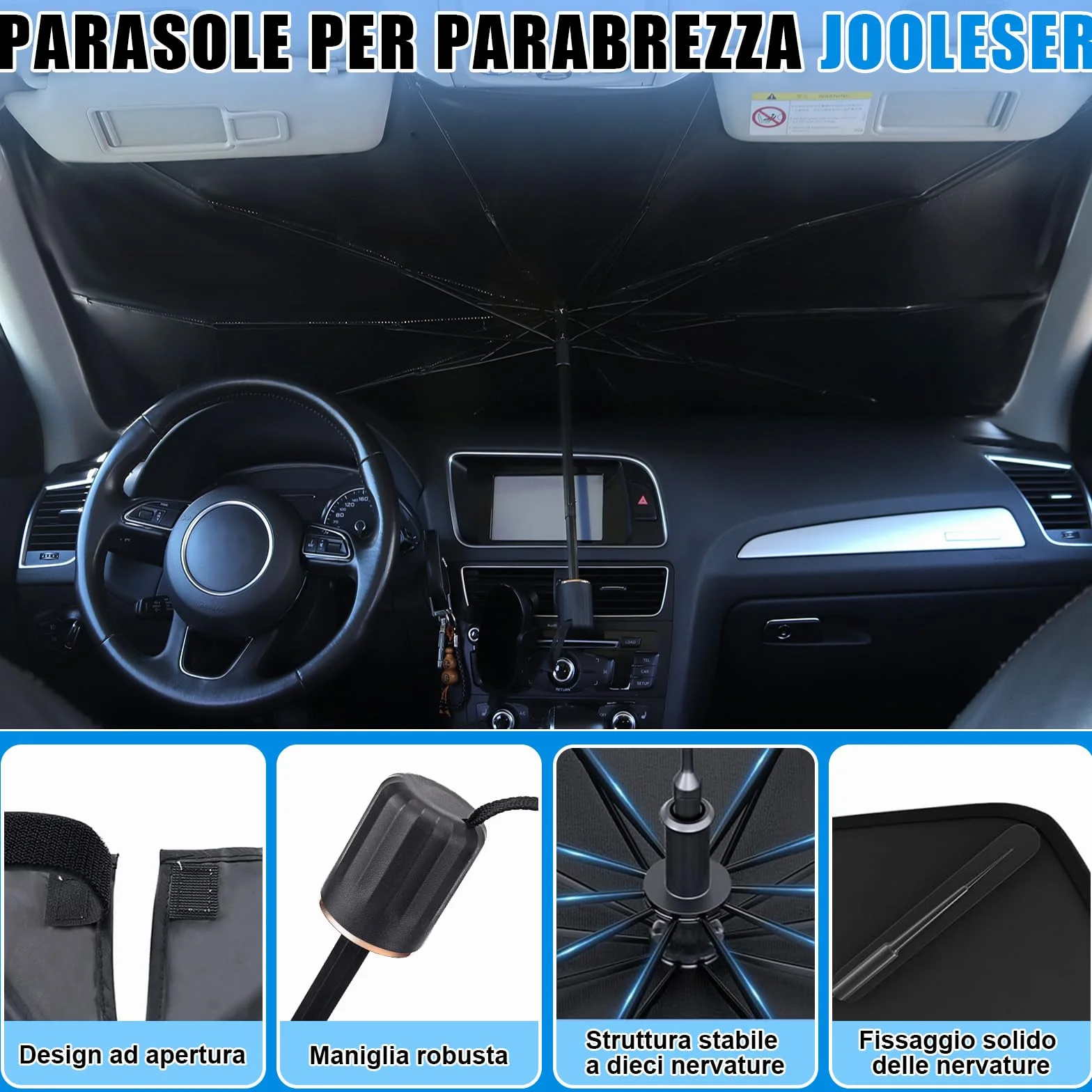 Parasole Auto Parabrezza 2026 Pieghevole Blocca 98,6% Raggi UV Protezione Universale