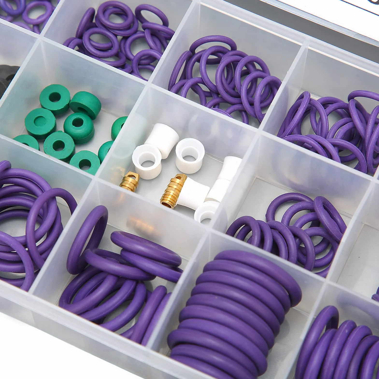 Kit di Guarnizioni per di Aria Condizionata 225PCS Set di Guarnizioni O-ring per Condizionatore D'aria per Auto Assortimento di 14 Misure con Distanziatore a Rondella per