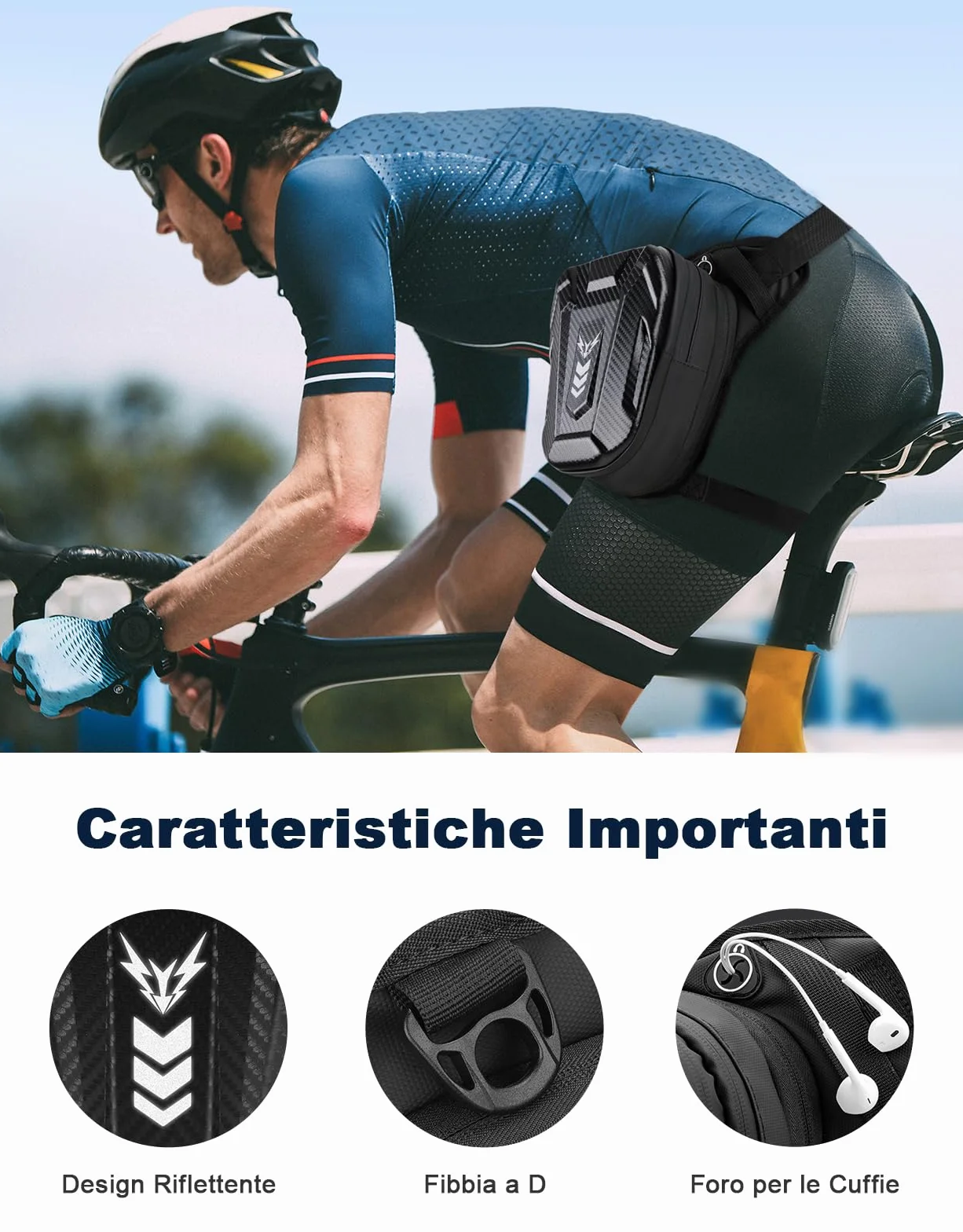 Marsupio Gamba Moto per Uomo & Donna, [Capacità Espandibile] Borsa Gamba Moto, [EVA Durevole] Borse Attrezzi con Jack per Cuffie & Cintura Regolabile per Ciclismo Trekking Pesc