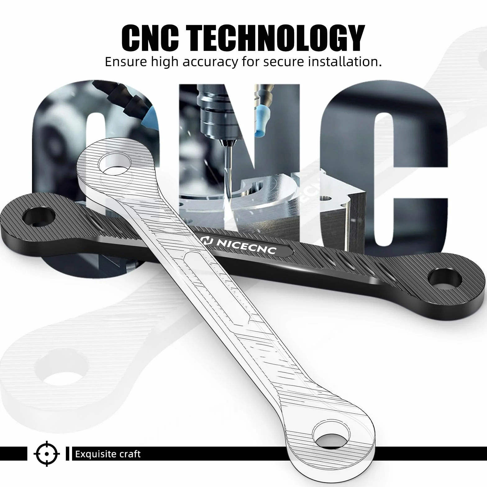 NICECNC Link di abbassamento in alluminio billet 38 mm per Yamaha Tenere 700 XTZ700 2019-2023