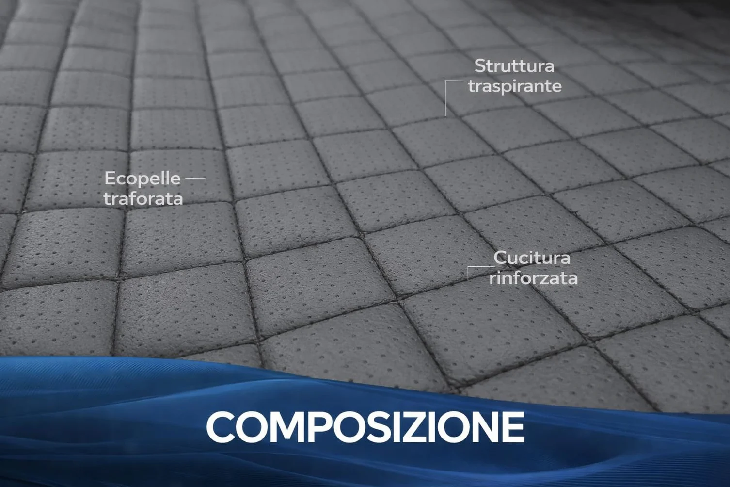 Coprisedile Universale per Trattore in Ecopelle Trapuntata Cuciture Rinforzate Grigio Nero