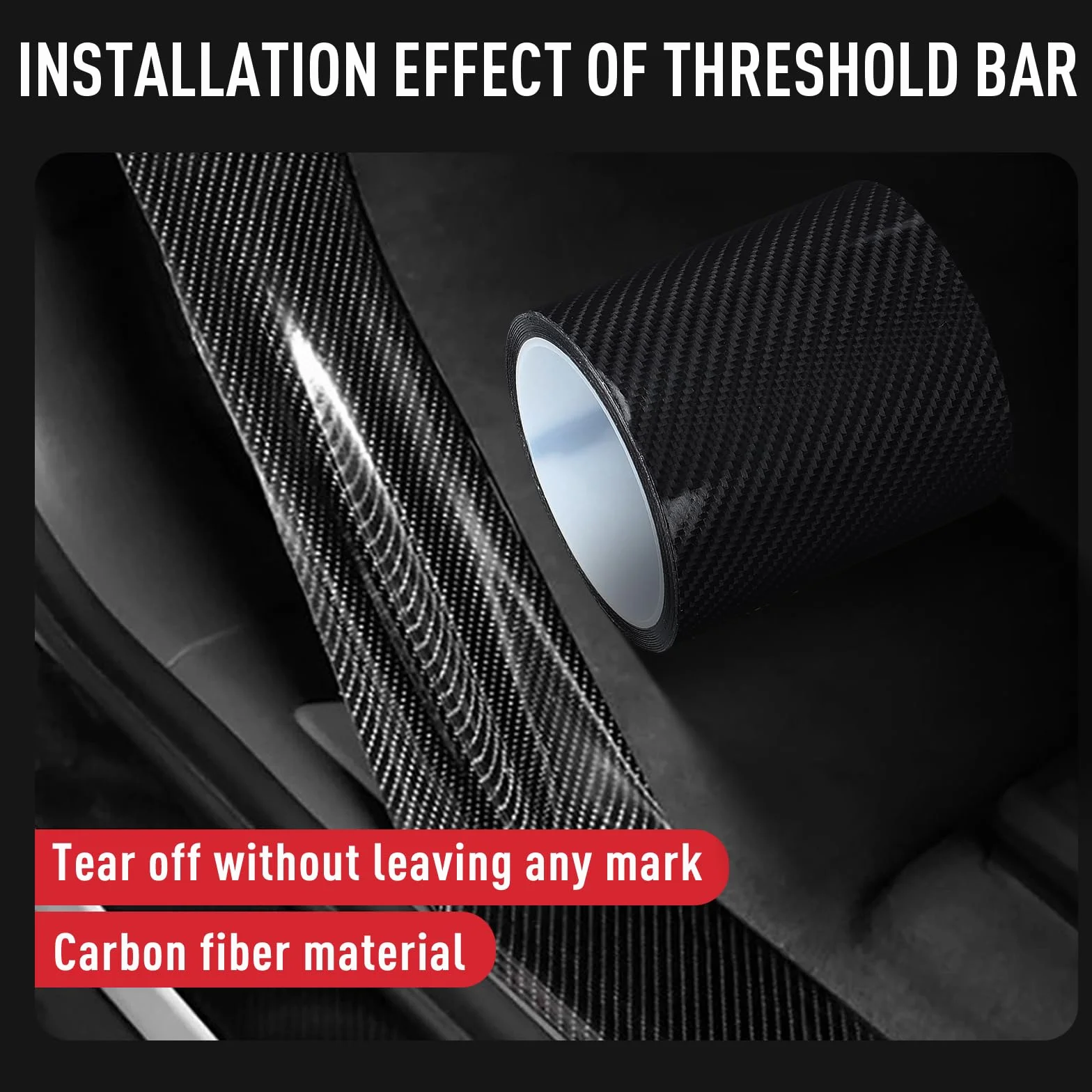 Fydun Nastro Fibra di Carbonio, Protezione Paraurti Auto Nero Pellicola Carbonio Adesiva Adesivo AntiGraffio per Protezione del Bordo della Portiera Auto per Porta, Bagagliaio,