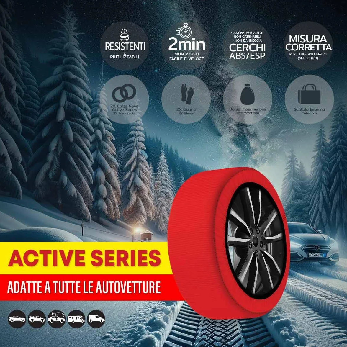 CARALL Calze da Neve Omologate Italia Rosso Misura L Catene Tessili