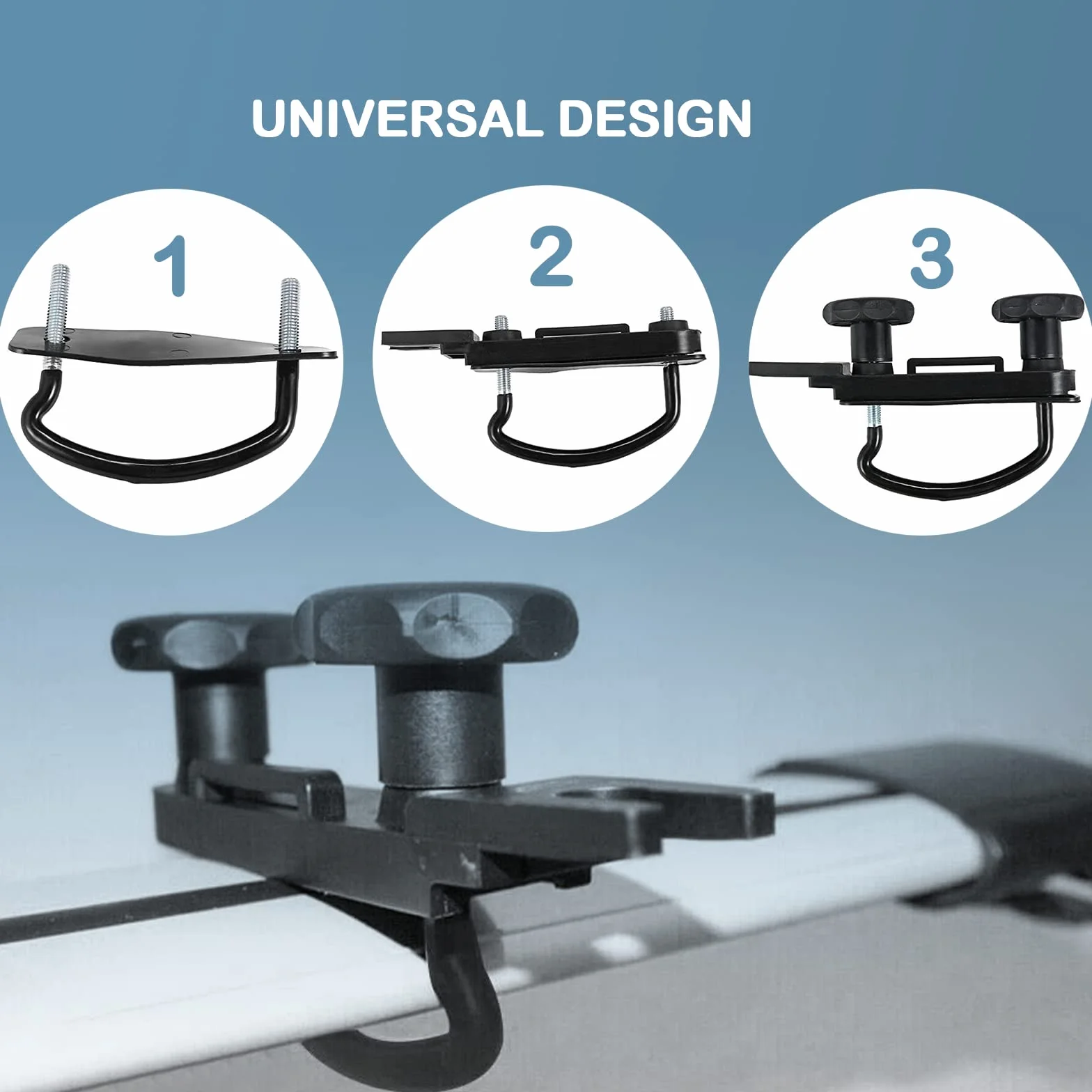 Kit di montaggio universale per box da tetto, 4 pezzi, morsetti a U per auto, furgoni, staffa a U in acciaio inox con 8 dadi di bloccaggio, larghezza interna 85 mm
