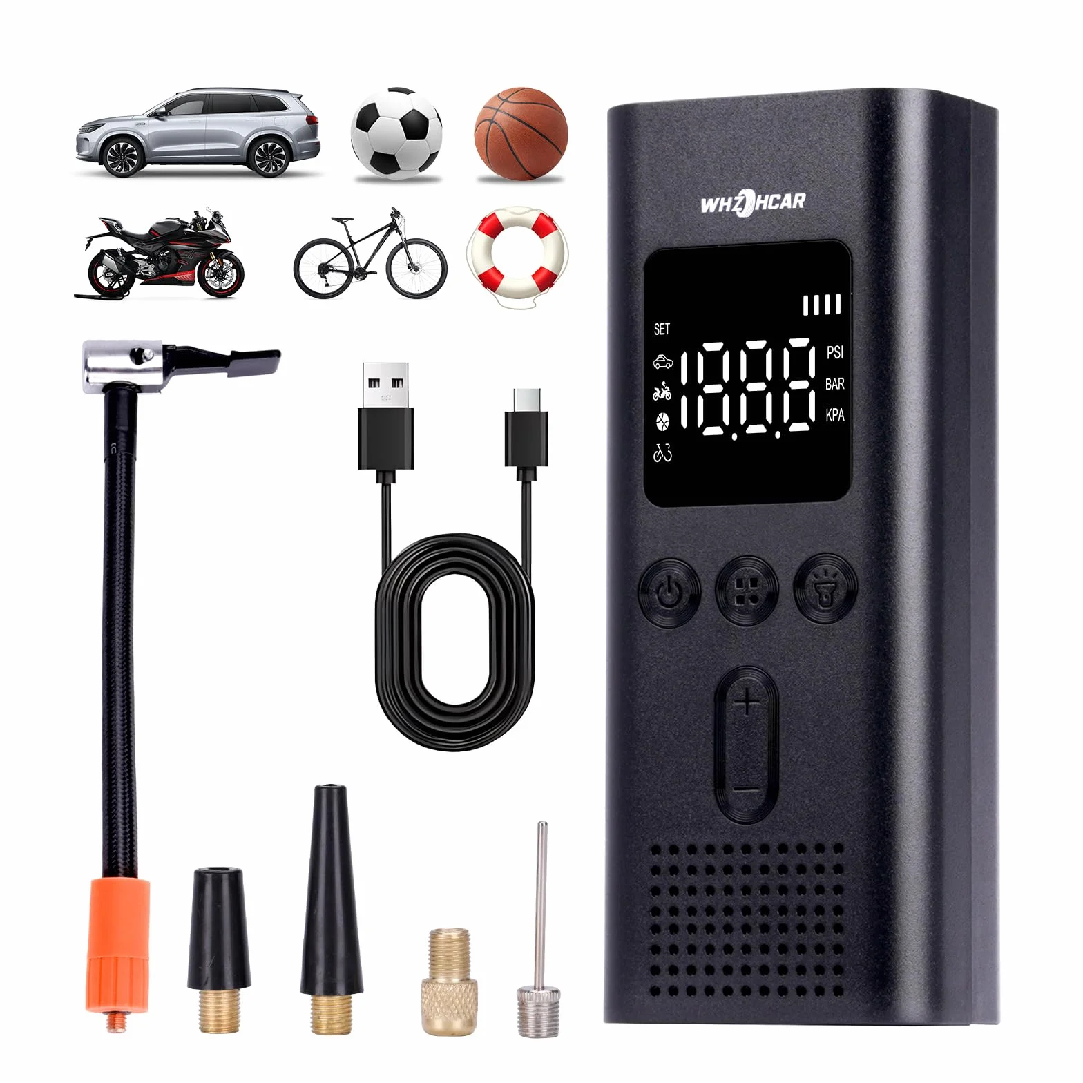Compressore Aria Portatile 6000mAh 150PSI Mini Pompa Elettrica Auto Bici Moto
