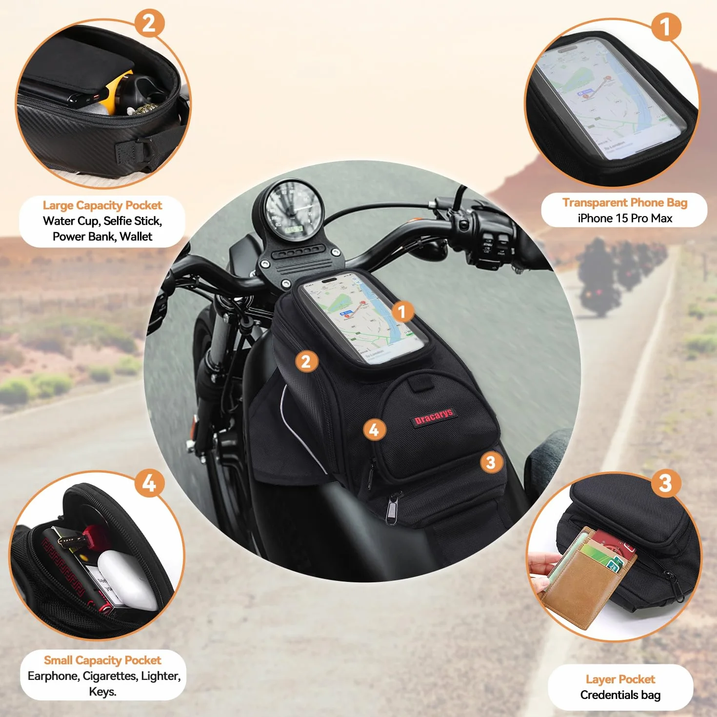 Oxford Borsa Serbatoio Motociclo Magnetica Forte per Honda Yamaha Suzuki Kawasaki Harley