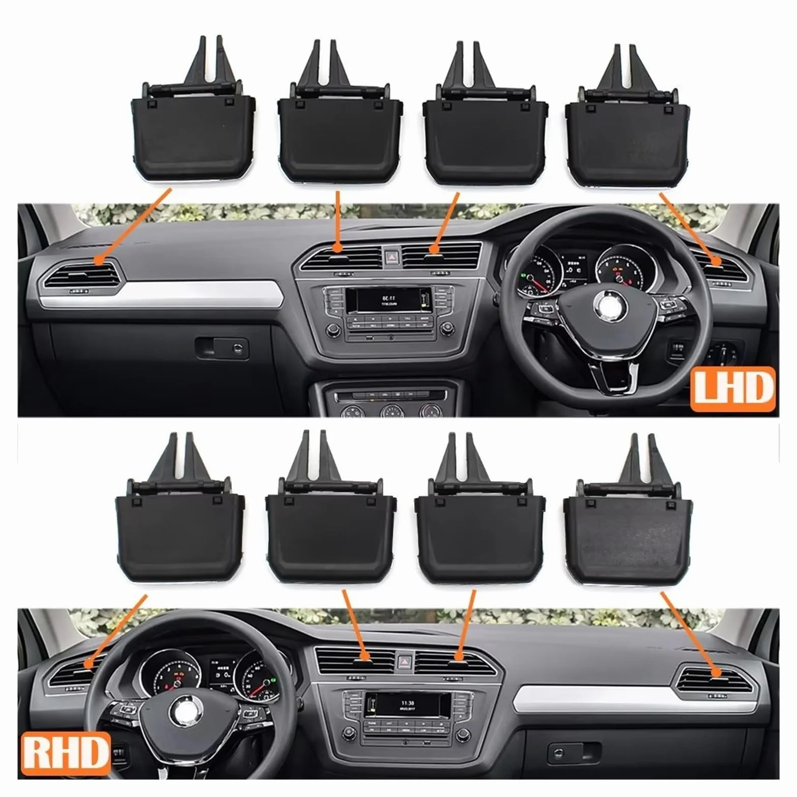 Bocchetta Aria Condizionata Per VW Per Tiguan LX 2017 2018 2019 2020 2021 2022 LHD RHD Kit Di Riparazione Per Presa D'aria Condizionata(RHD 4PCS SET)