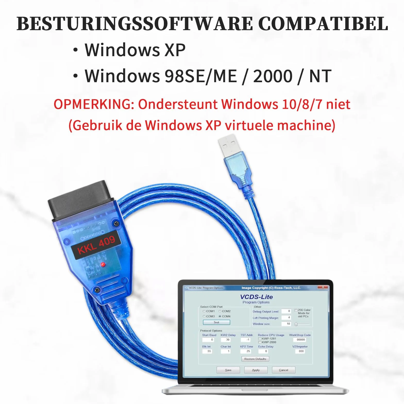 KKL 409 cavo USB OBD2 FTDI FT232RL per VW Audi Seat Skoda 1996+ diagnostica ECU VAG-COM Windows XP