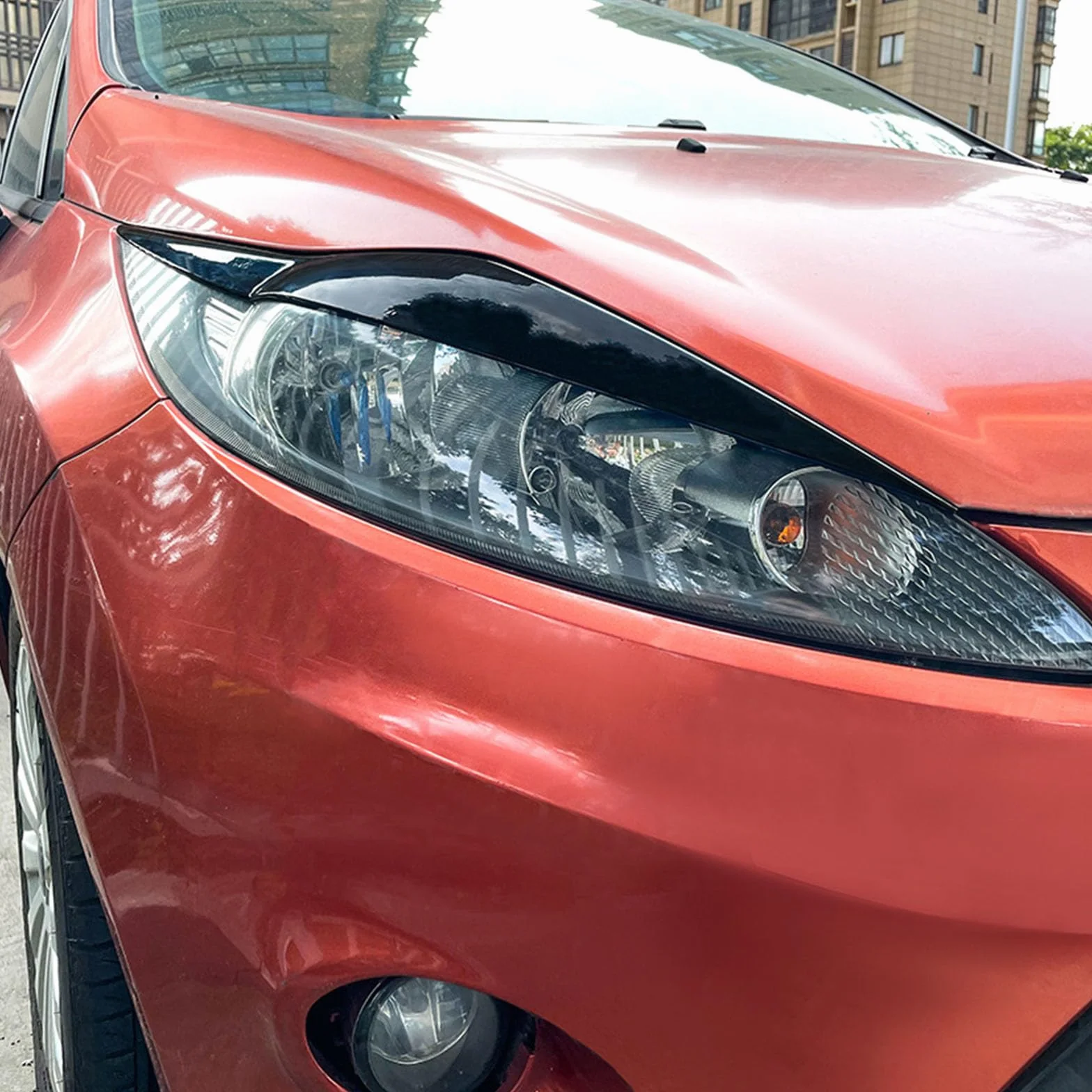 ALKOY Ford Fiesta MK6 2008-2011 2012 Gloss Black Anteriore Faro Sopracciglio Palpebra Adesivi