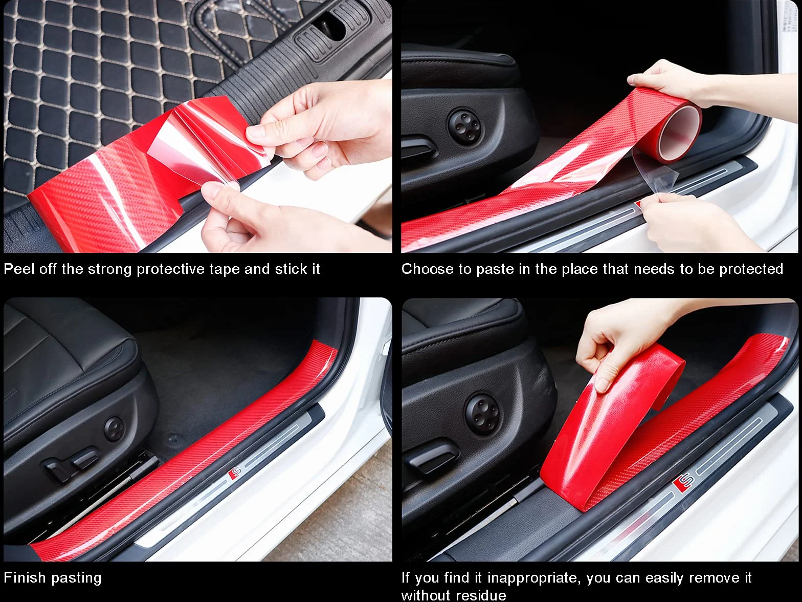 5D Fibra Di Carbonio Rivestimento Adesivo Car Sticker Auto 10cmX10m, Protezioni Per Davanzali Per Porte Auto In Fibra Di Carbonio Universali Autoadesive Per Auto Protettive (Fibra di carbonio nera)