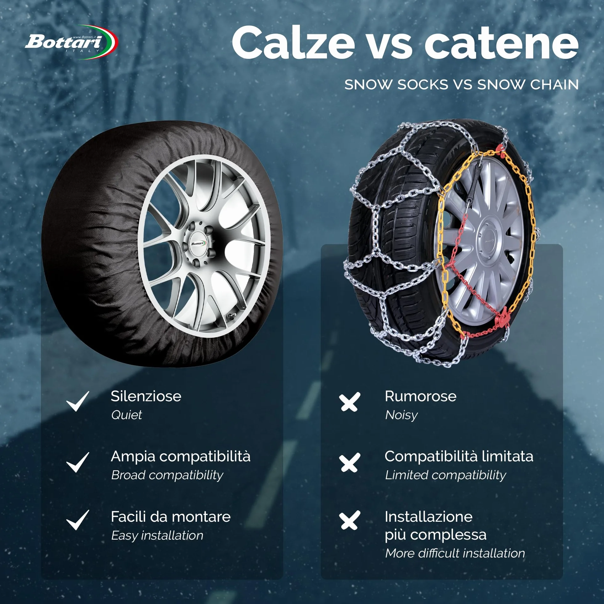Bottari Calze da Neve Omologate Italia Arctic Socks 2 Calze Taglia M Nero R13-R19
