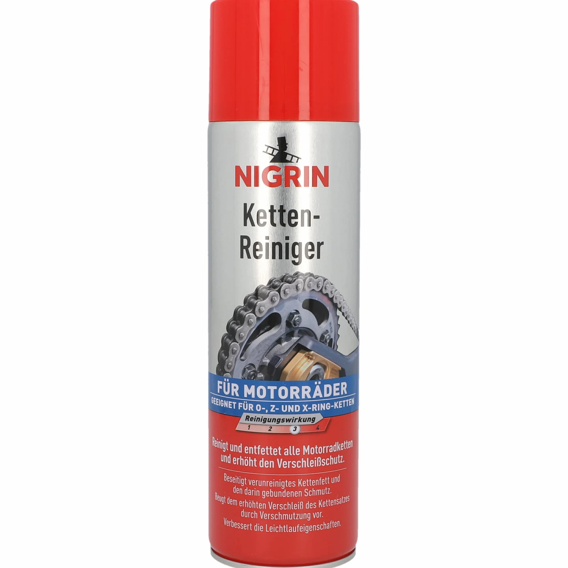 Nigrin 20854-6 detergenti per catena da 500 ml, spray per catena moto, pulisce e sgrassa le catene della moto, incolore