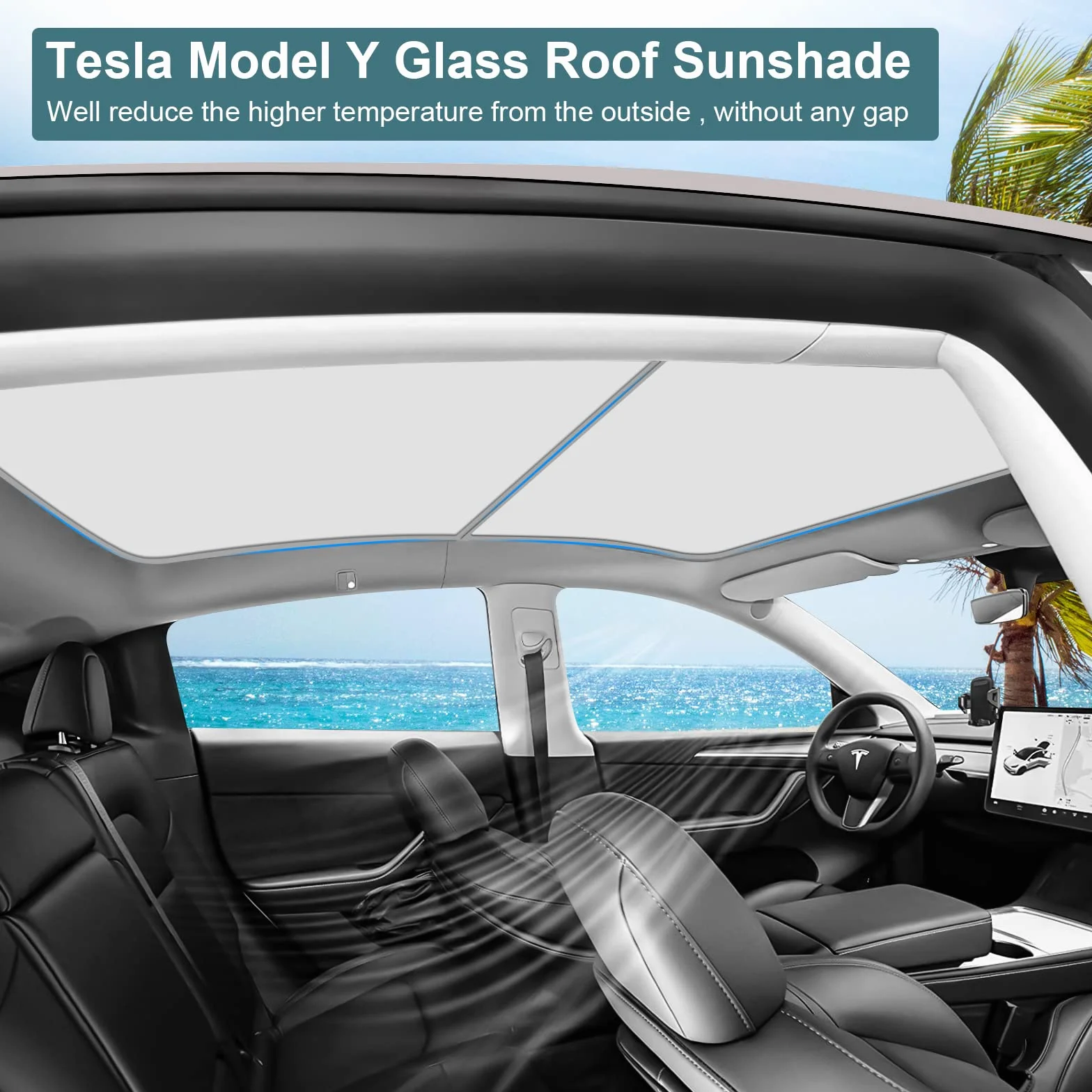Tendine parasole per tetto per Tesla Model Y 2021-2025, aggiornate [tecnologia di raffreddamento, isolamento termico] Parasole per tetto apribile non abbassato per accessori Tesla Model Y (non