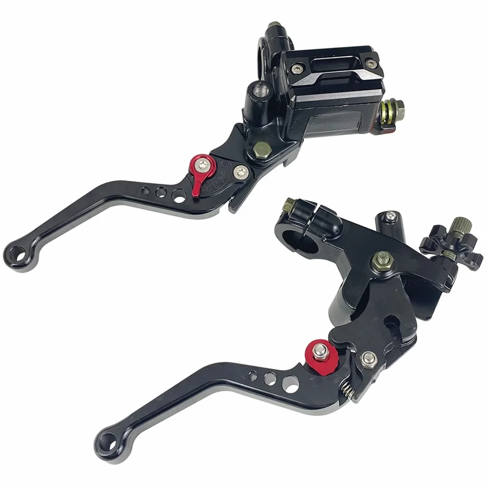 Upgrade 7/8" 22mm Universale Pompa Cilindro Maestro Freno Leva frizione Sinistra Destra Set Compatibile con Polaris Yama-ha Suzuki Honda Kawa-saki Moto (Nero)