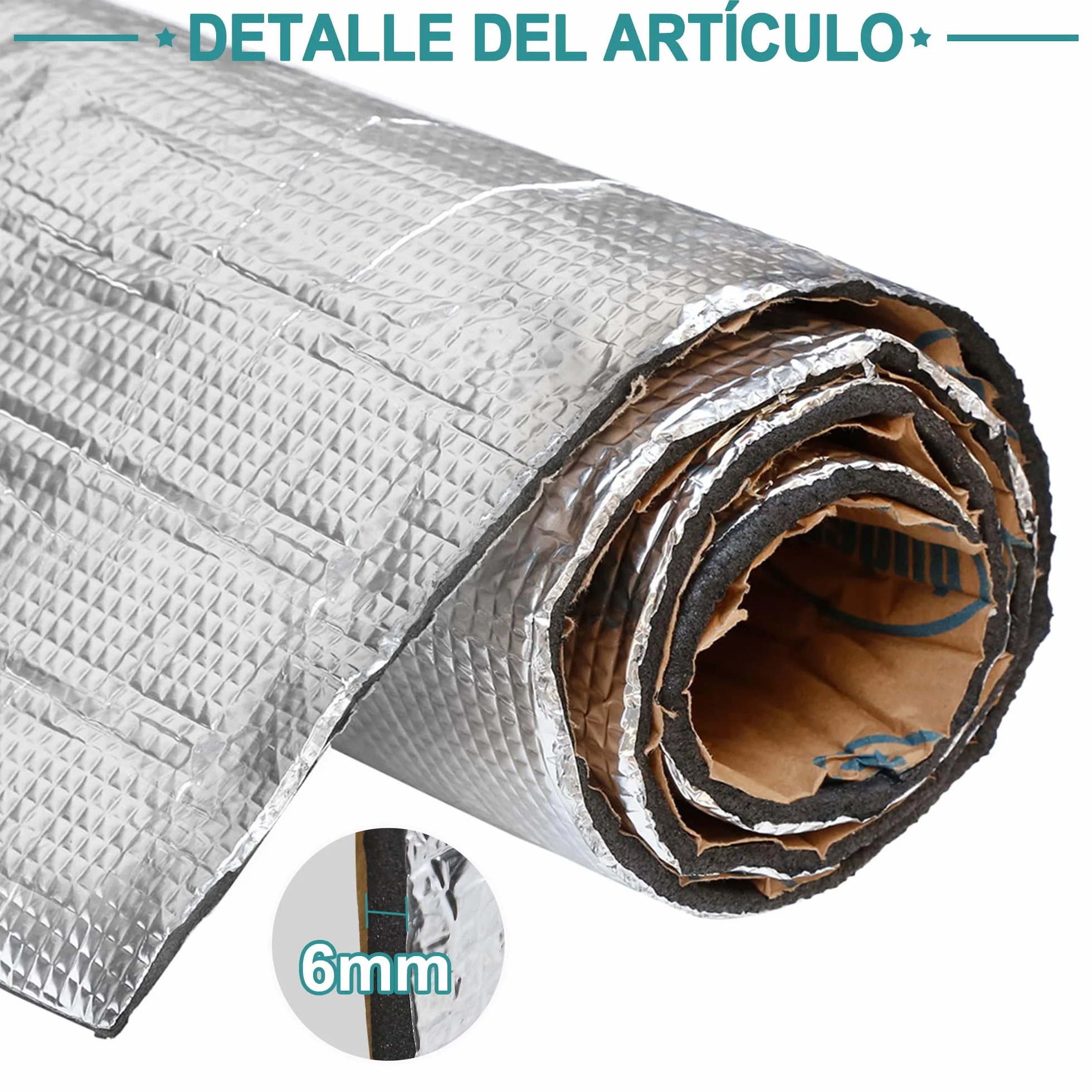QUARKZMAN Isolante Insonorizzante per Auto 6 mm 200 x 50cm Isolamento Termico Cofano Motore