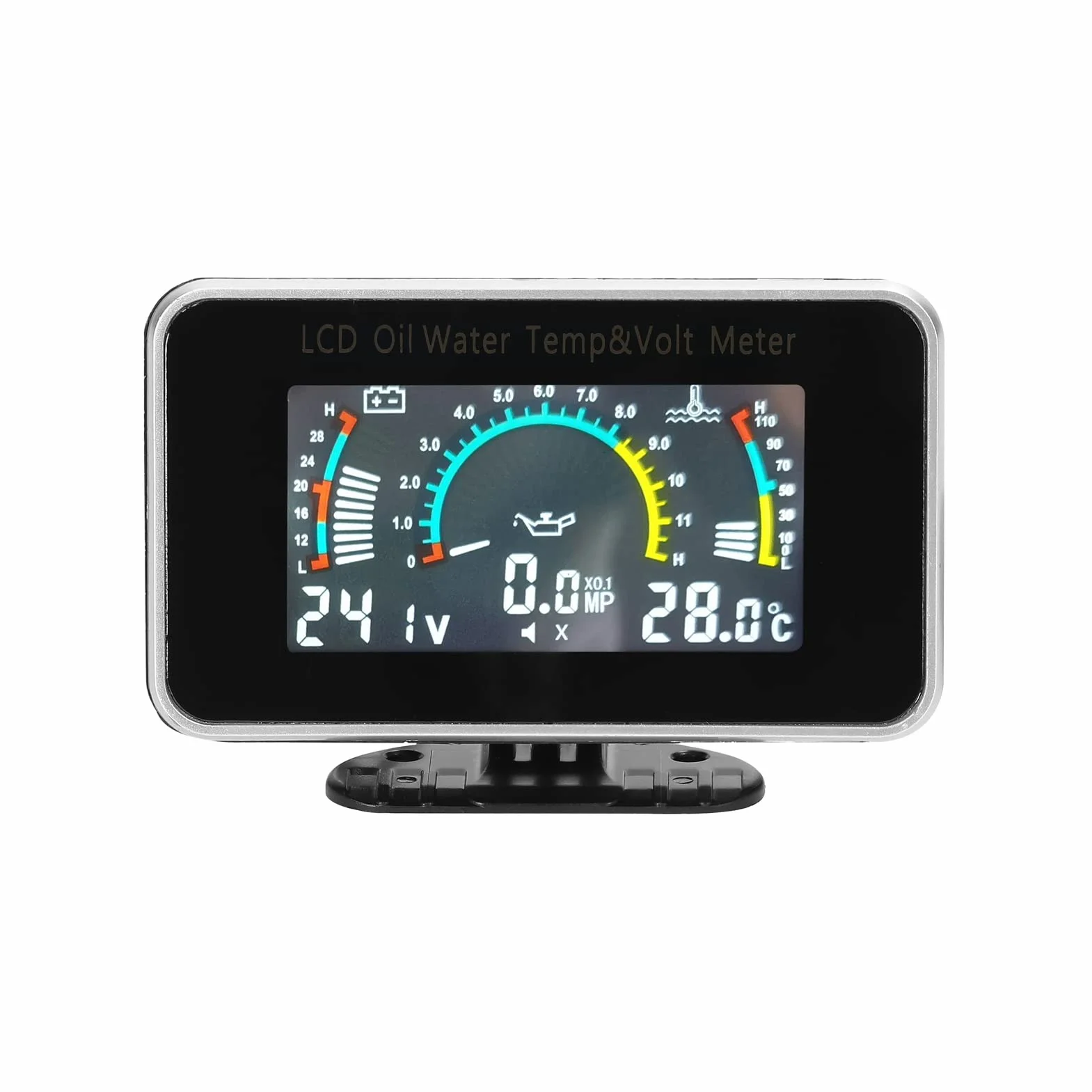 Misuratore LCD universale per auto 3-in-1 Manometro digitale di pressione olio tensione e temperatura acqua Strumento da 9-36V camion SUV RV