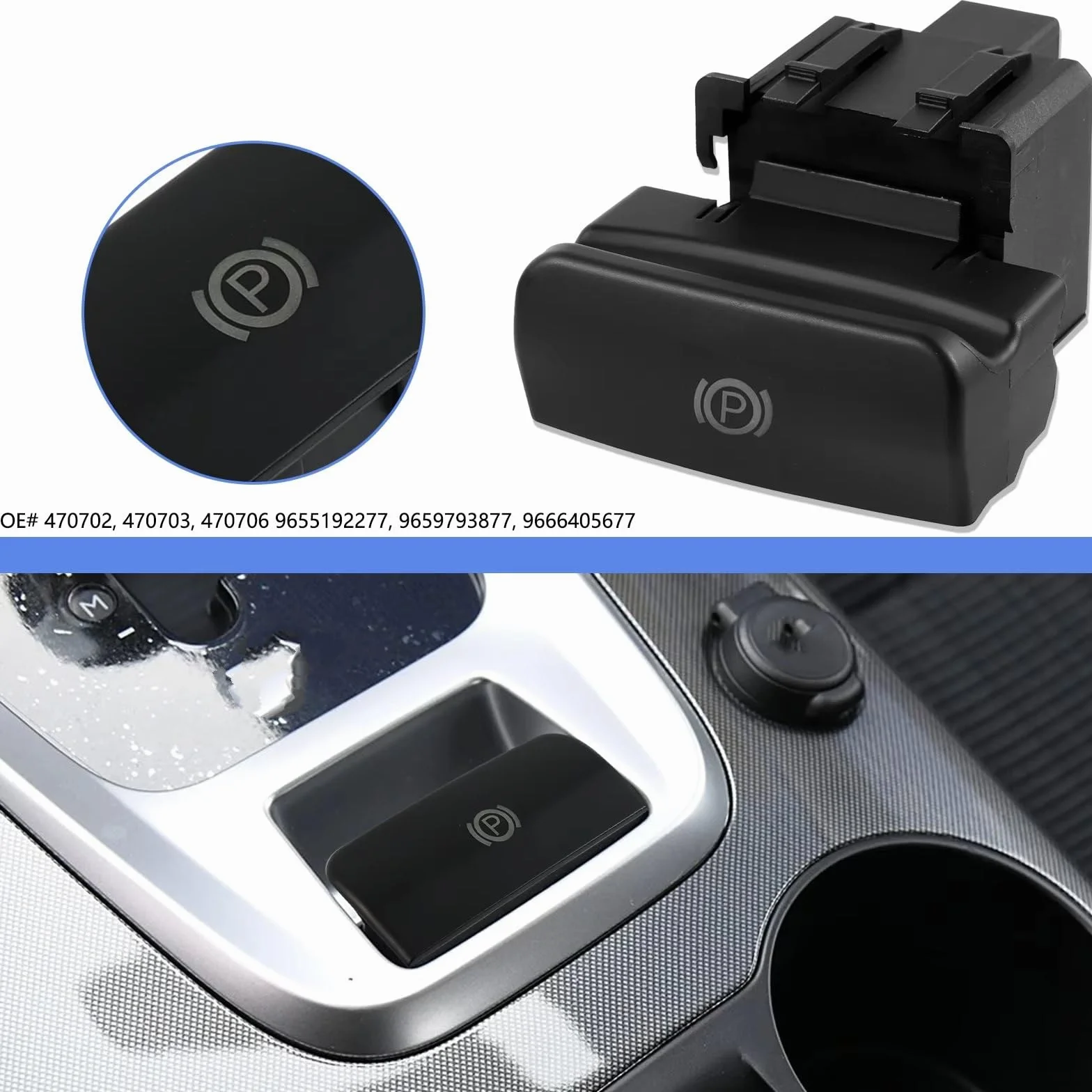 Interruttore Controllo Freno A Mano Freno Stazionamento Elettronico Pulsante P Compatibile Con Citroen C4 II 2009-2020 DS4 2010-2023 DS5 2011-2023 DS6 14-23 Pulsante Freno
