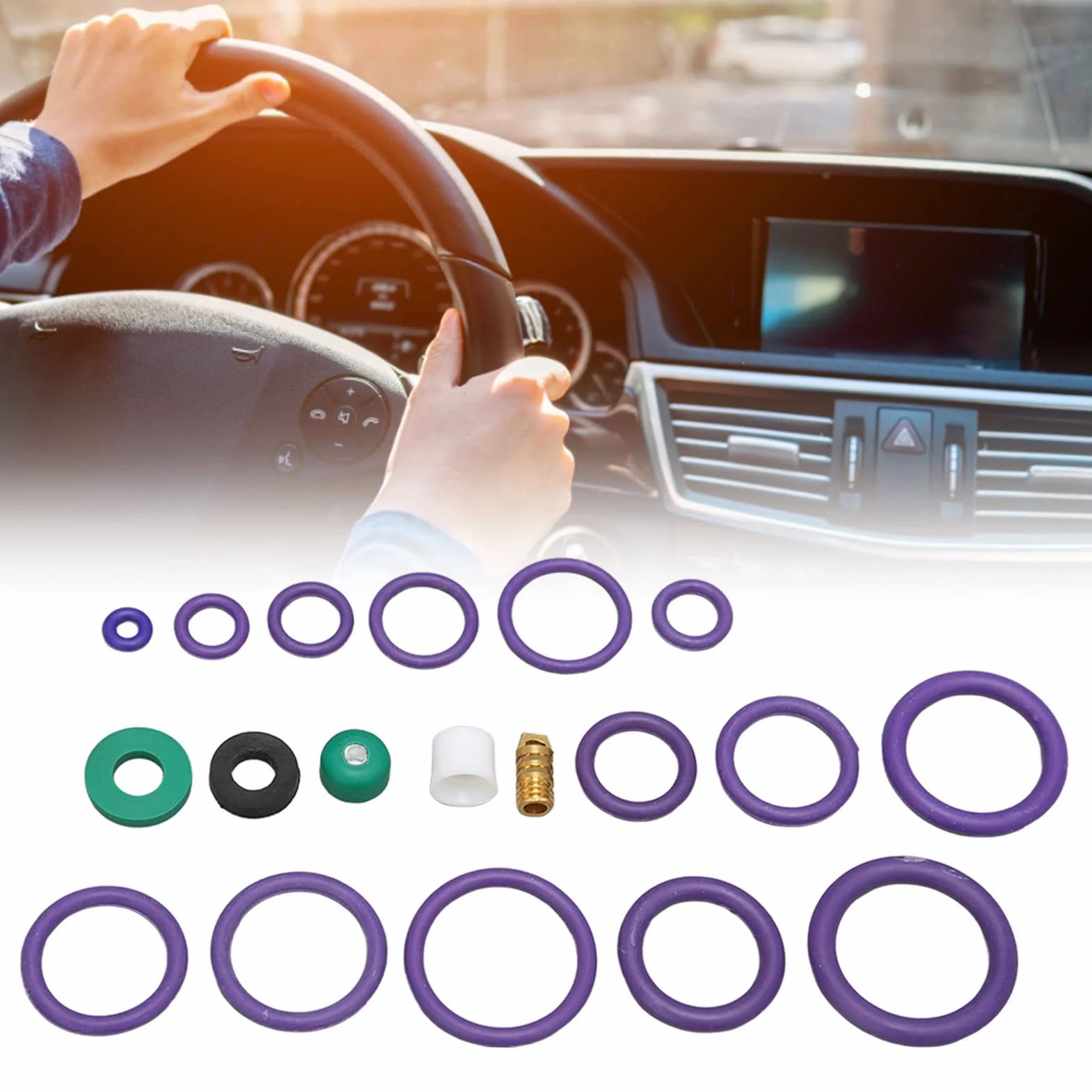Kit di Guarnizioni per di Aria Condizionata 225PCS Set di Guarnizioni O-ring per Condizionatore D'aria per Auto Assortimento di 14 Misure con Distanziatore a Rondella per