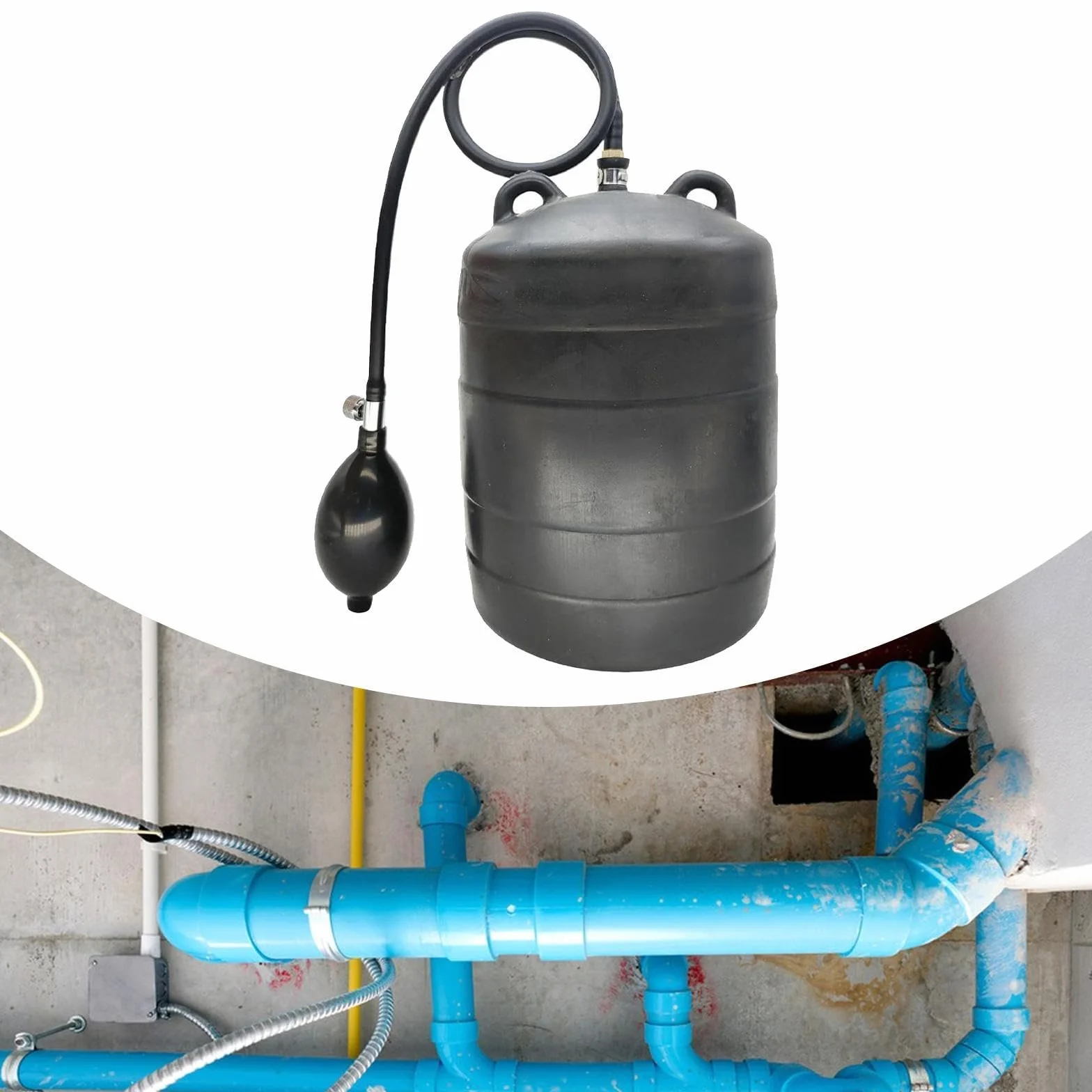 F Fityle Tappo di Tubo Gonfiabile Test di Fognatura Plug di Riparazione con Test Idraulico Gonfiabile a Mano, per Fognature, Scarico, Condotto, Dn150 Dn160