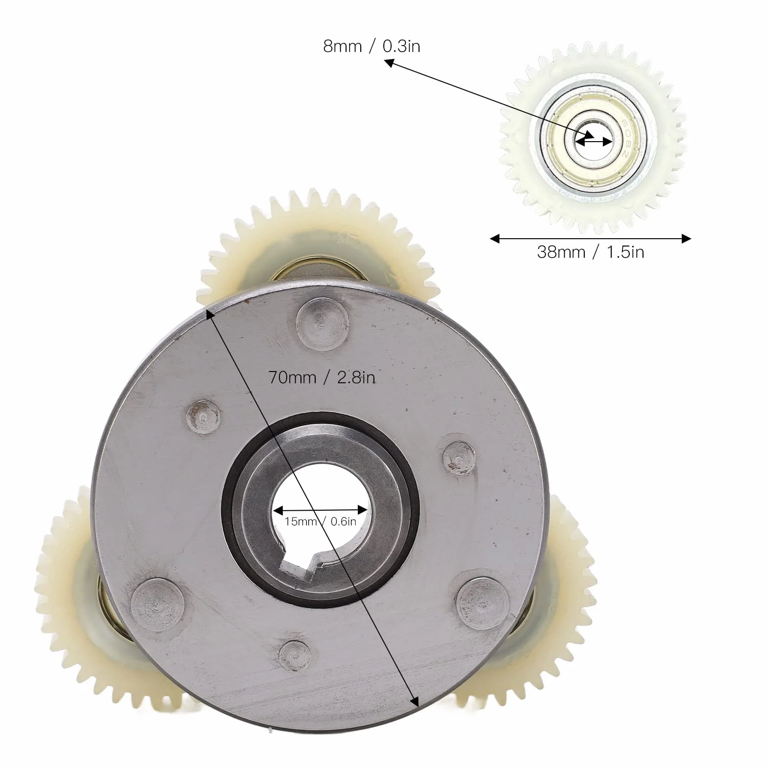 Keenso Kit Frizione Ingranaggi, Ingranaggi in Nylon 36T per Bici Elettrica e Kit Frizione da 70 Mm per Motore Centrale 250W 350W