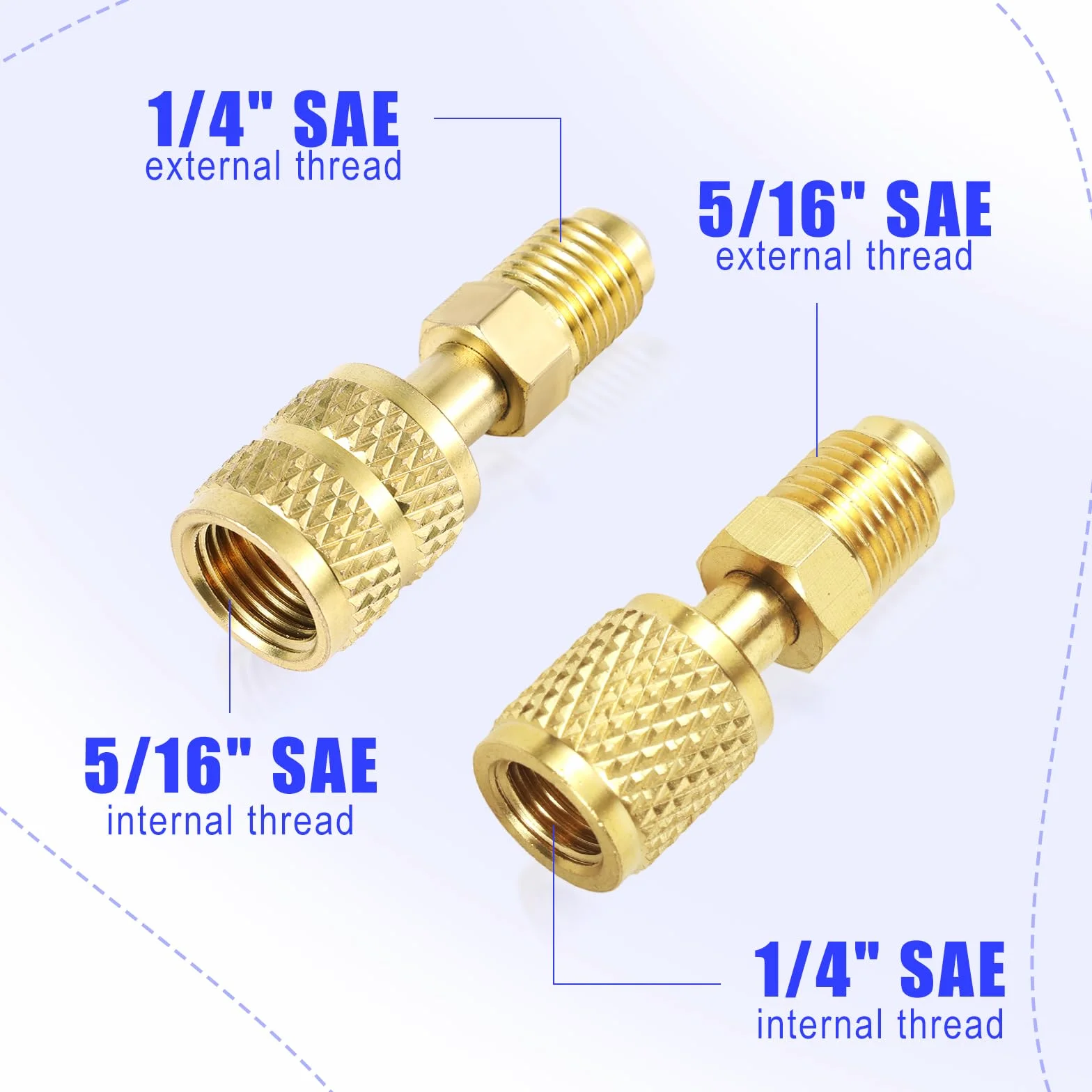lasuroa 22 Pezzi Kit Adattatore R410A, Dritto e Angolato Adattatore Mini Split Connettori Attacco Femmina 5/16" e Attacco Maschio 1/4" per Condizionatori d'Aria HVAC Impianti di Refrigerazione