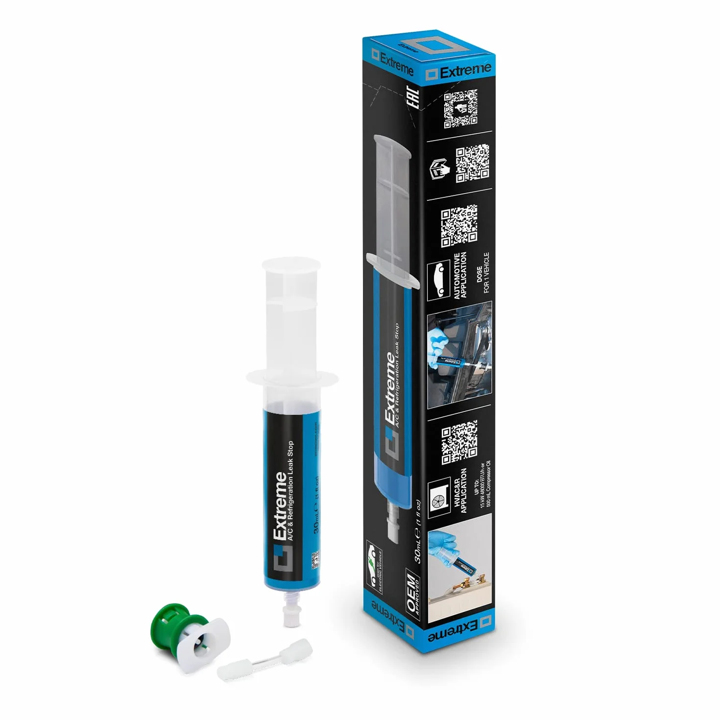 ERRECOM Extreme - 30 ml, Turafalle per Impianti di Climatizzazione Auto funzionanti con Gas Refrigerante R1234yf, Include Adattatore per Valvola di Carica Lato Bassa Pressione Gas R1234yf