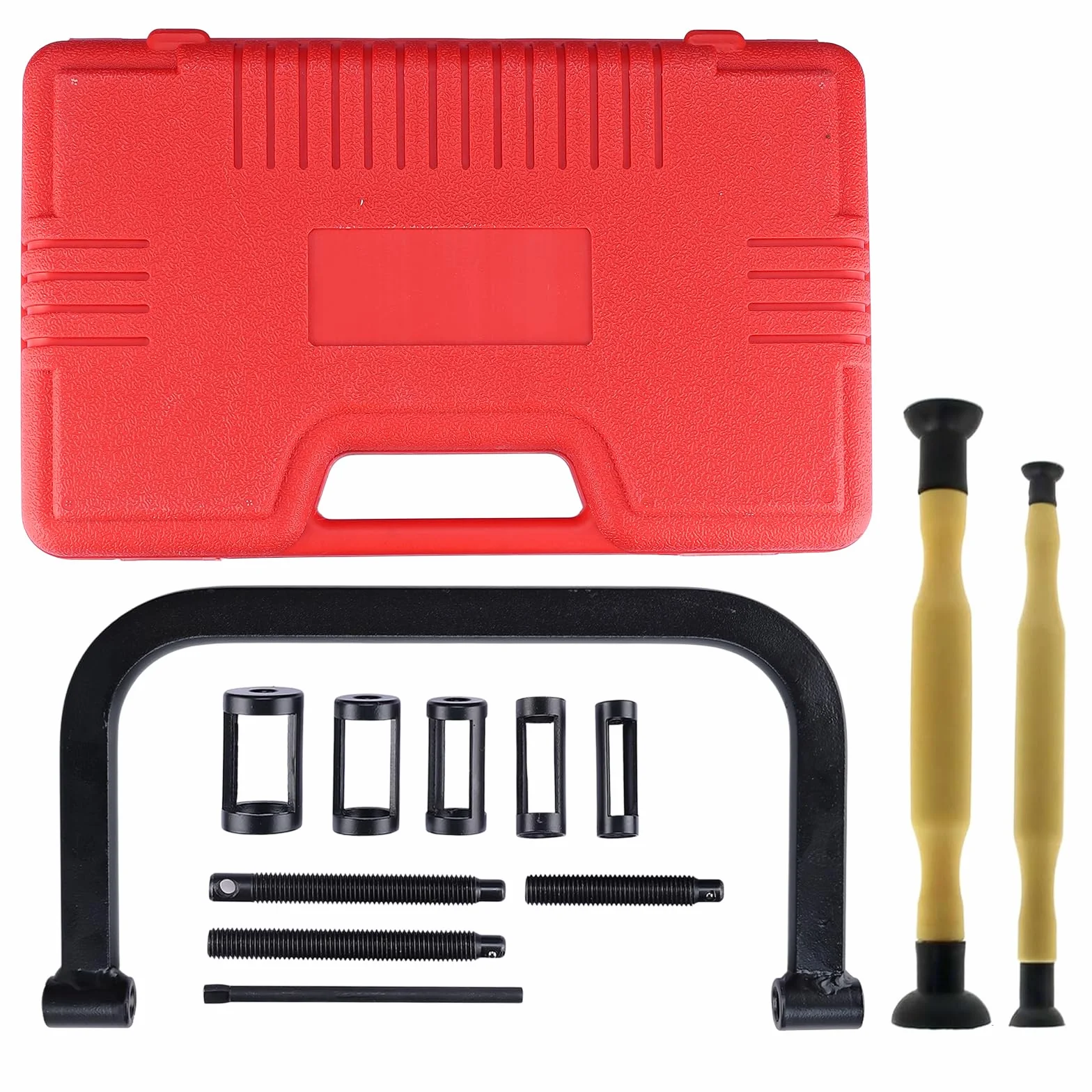 FreeTec 12 Pezzi Compressore Molle Valvole, 16-30mm Set Compressore Molle Valvole con Smerigliavalvole, Morsetto C Massiccio Attrezzo Compressore Molle della Valvola per Motore Moto Auto