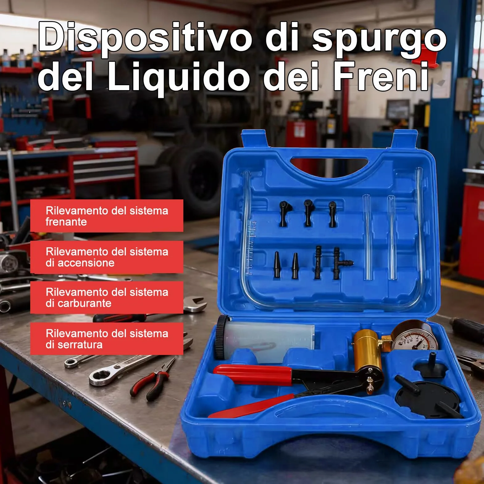 Kit Spurgo Liquido Freni con Pompa a Vuoto Professionale per Moto, Bici, Auto