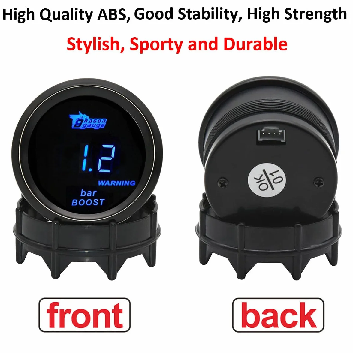 Indicatore di Boost per Auto 52mm Turbo Boost Manometro Con Sensore 12V Blu Luce Digitali Turbo Pressione Strumenti Calibro Spinta Gauge Misuratore -1 a +3 Bar